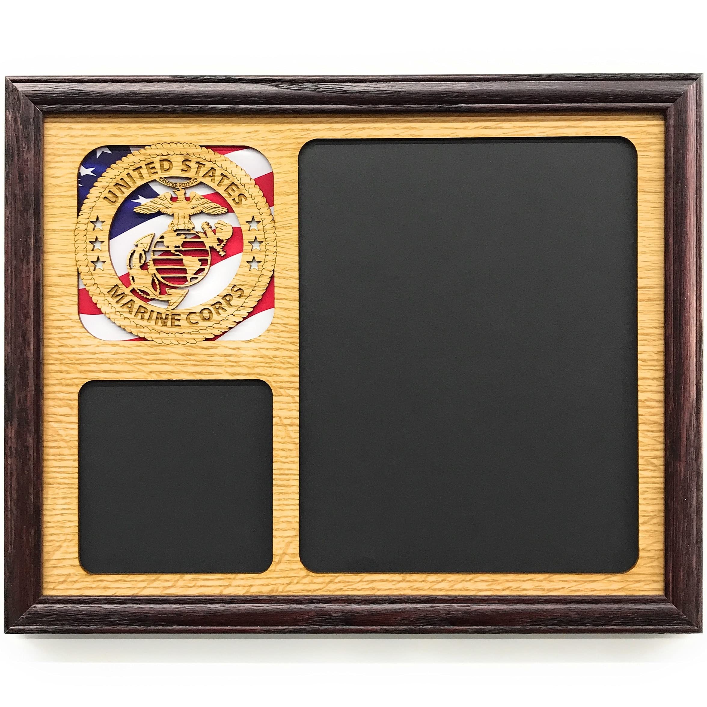 US Marine Corps Picture Frame 11x14 - Black Wooden Display for Military Photos, Awards & Memorabilia - Perfect for Home, Office or Gift Giving