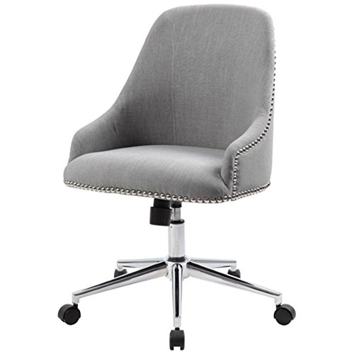 Premium Linen Fabric Office Swivel Chair - Ergonomic Desk Chair with Adjustable Height in Gray/Silver | Modern Home Office Furniture for Work & Study
