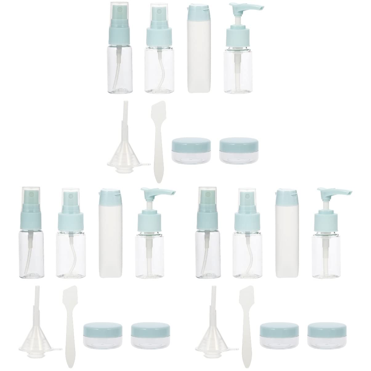 FRCOLOR 3-Piece Travel Size Cosmetic Bottles Set - Clear Empty Squeeze Bottles & Spray Bottles for Toiletries, Makeup, Skincare | Perfect for Air Travel, Gym, Camping & On-the-Go Use