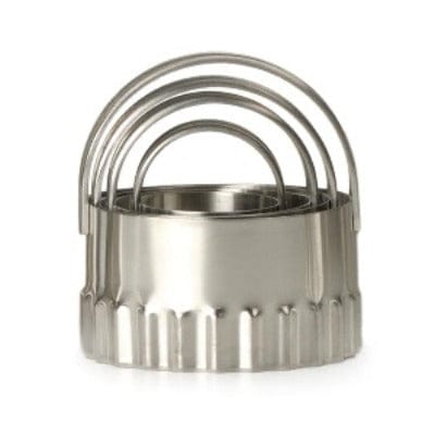 Stainless Steel Round Rippled Biscuit Cutters Set - 3 Piece Baking Tools for Perfect Cookies, Pastries & Dough - Ideal for Home Bakers, Holiday Baking & DIY Desserts