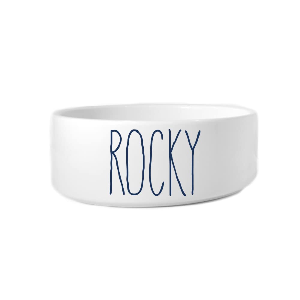 Custom Personalized Pet Bowl with Name - Ceramic Dog & Cat Food Water Dish - Small & Large Sizes (Midnight Blue) - Perfect for Home, Travel & Outdoor Use