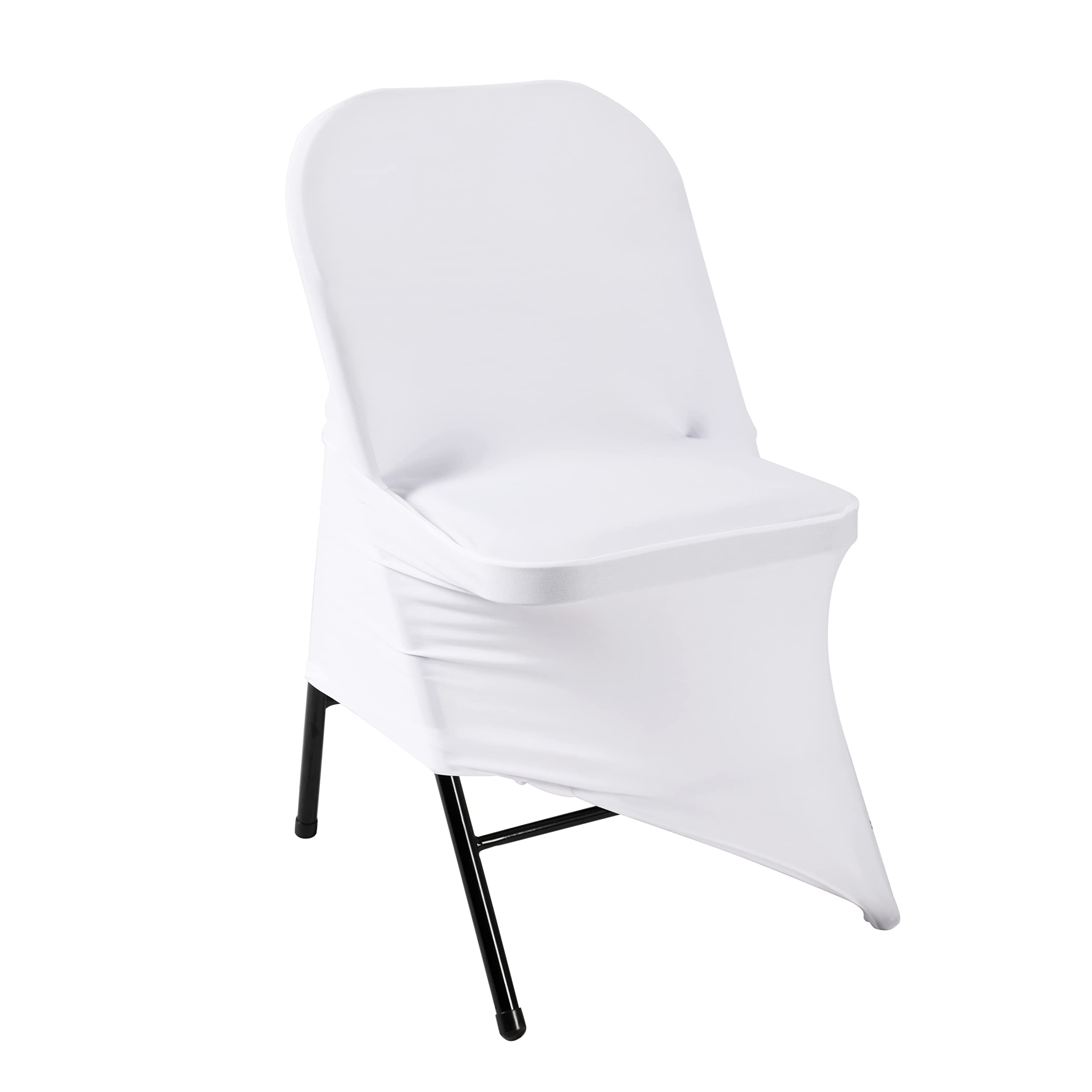 50PCS Stretch Spandex Chair Covers - Washable Removable Elastic Chair Protectors for Folding Chairs, Perfect for Living Room, Party, Banquet, Wedding & Hotel Events (White) - Durable & Stylish Seat Protection for Any Occasion