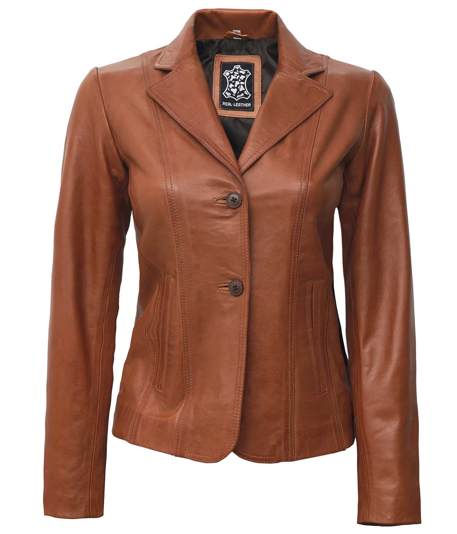 Genuine Lambskin Leather Blazers for Women - Business Casual Blazer Jackets - Premium Women's Workwear & Office Attire - Perfect for Business Meetings, Office Wear & Professional Events