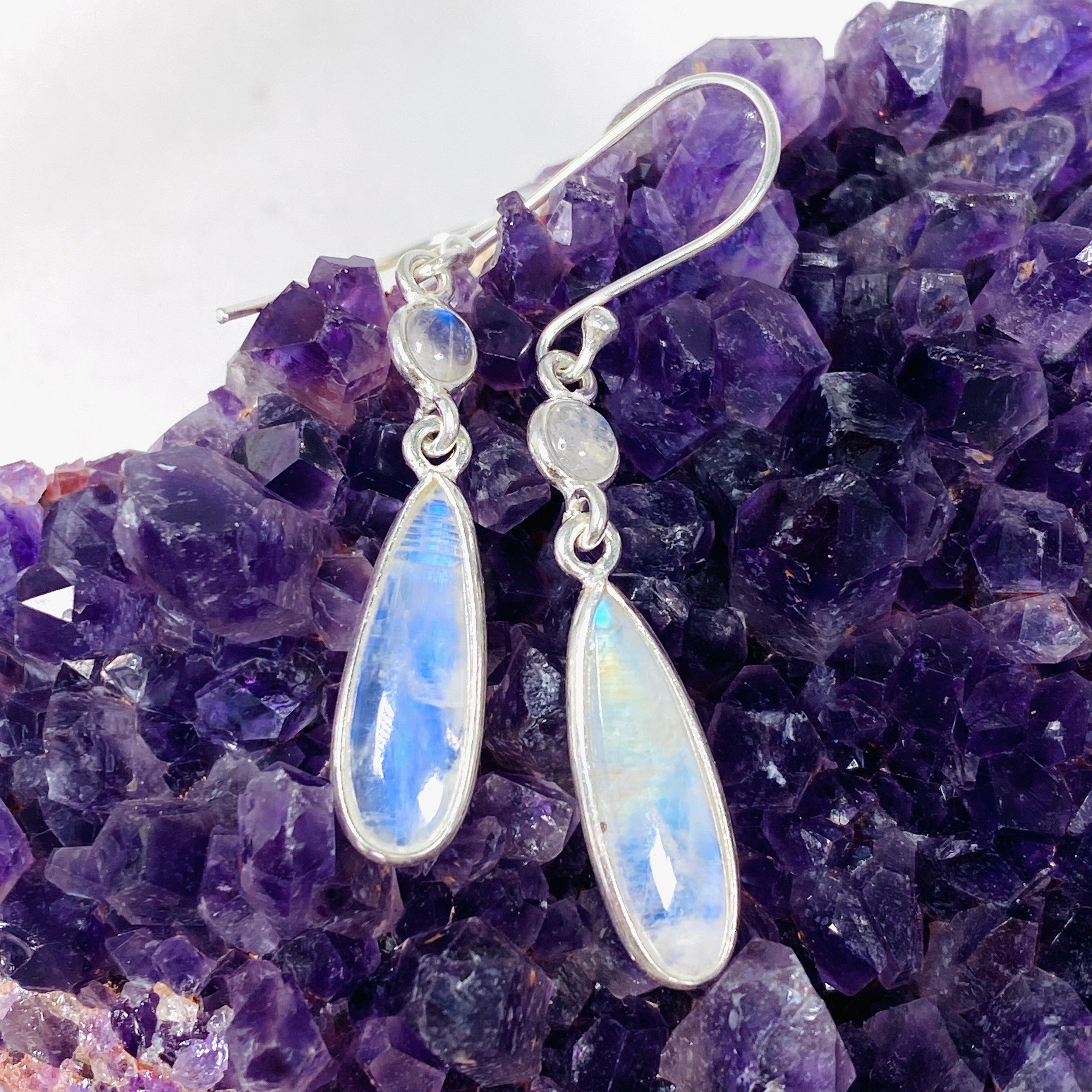 Moonstone Multi Stone Teardrop Earrings KEGJ1403 - Elegant Dangle Jewelry for Women, Perfect for Weddings, Parties & Special Occasions