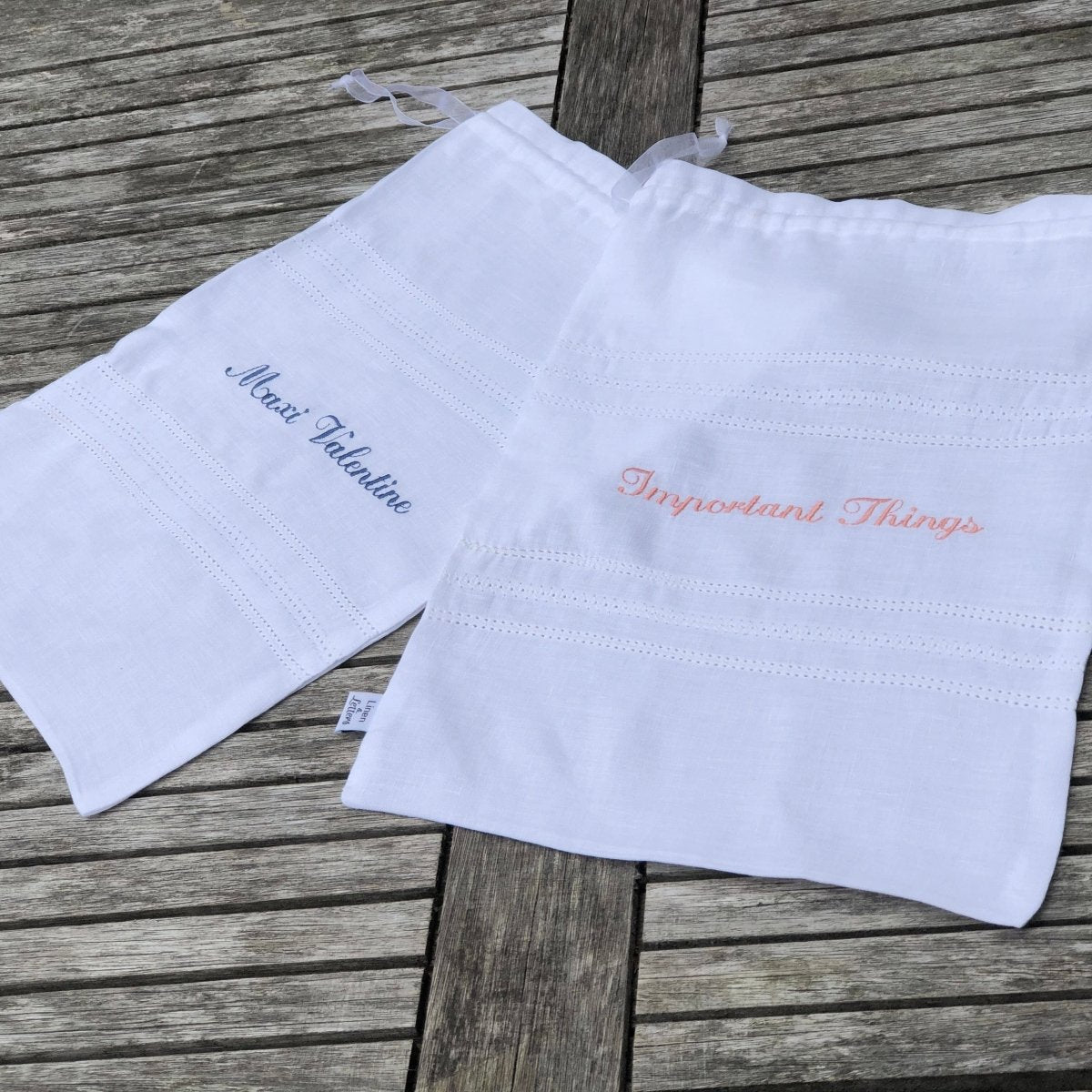 Personalized Embroidered Linen Laundry Bag with Drawstring Closure - Perfect for College Dorms, Travel & Delicate Garment Storage