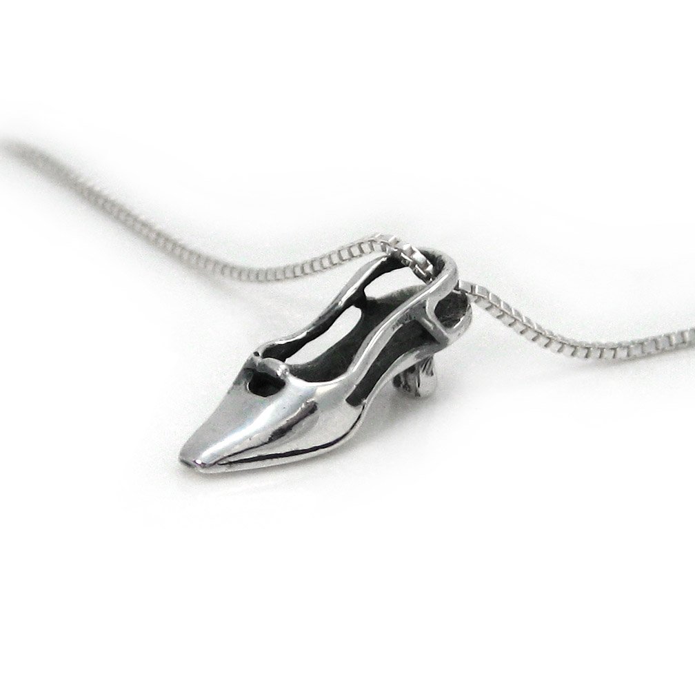 Sterling Silver Open Back Pointy Toe Sandals Charm Necklace - Dainty Footwear Jewelry for Women, Perfect for Beach Vacations, Summer Outfits & Gift Giving