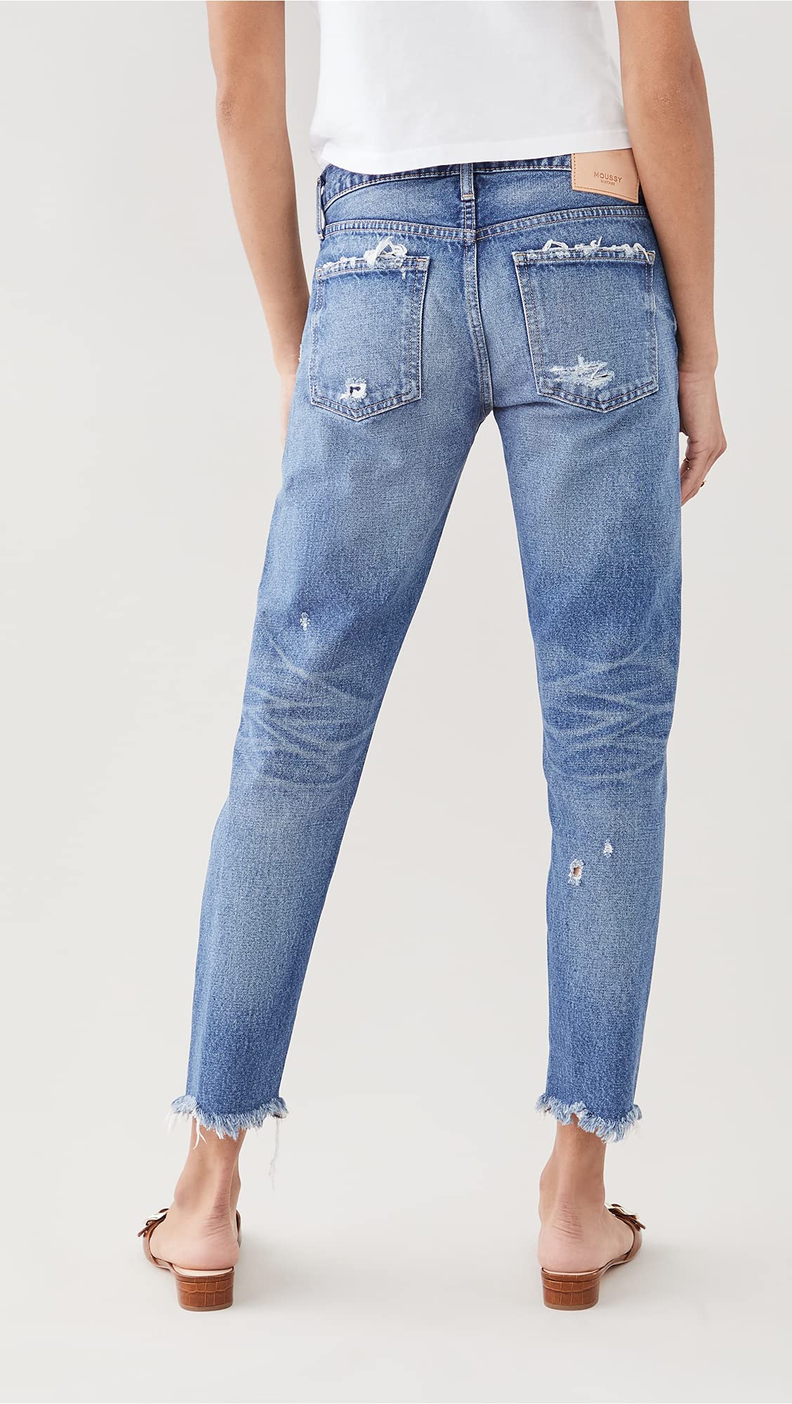MOUSSY VINTAGE Women's High Waist Tapered Blue Jeans - Slim Fit Denim Pants for Casual Wear & Street Style Fashion