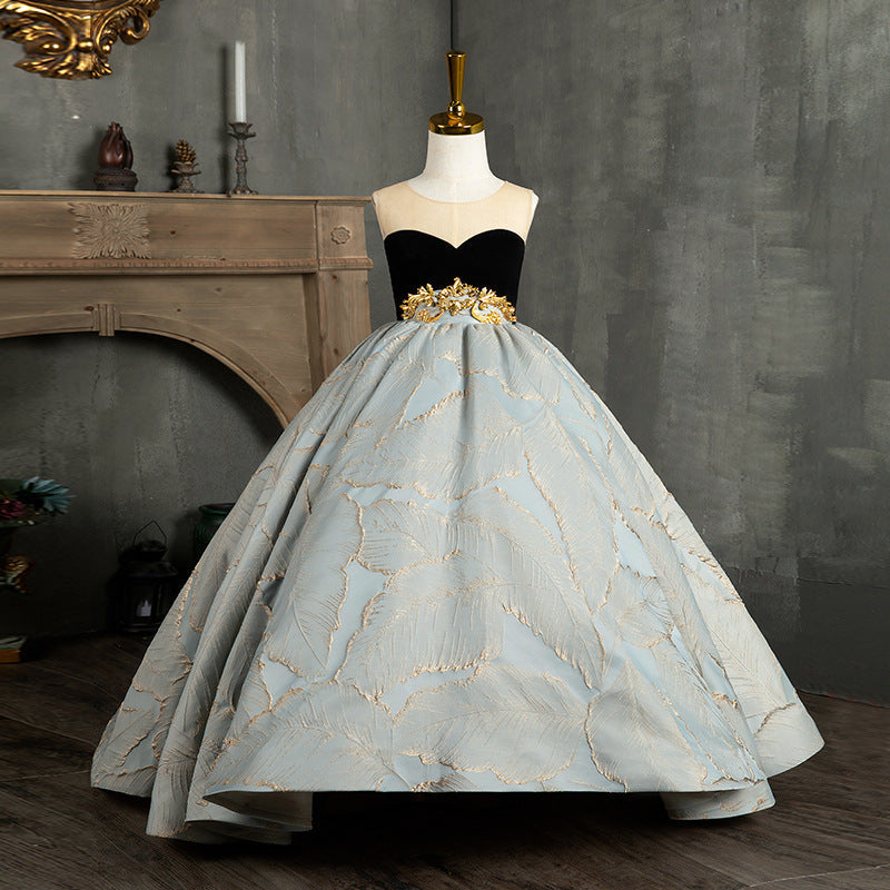 Elegant Dusty Blue Satin Flower Girl Dress - A-Line Sleeveless Design with Delicate Ruffles | Perfect for Weddings, Pageants & Special Occasions