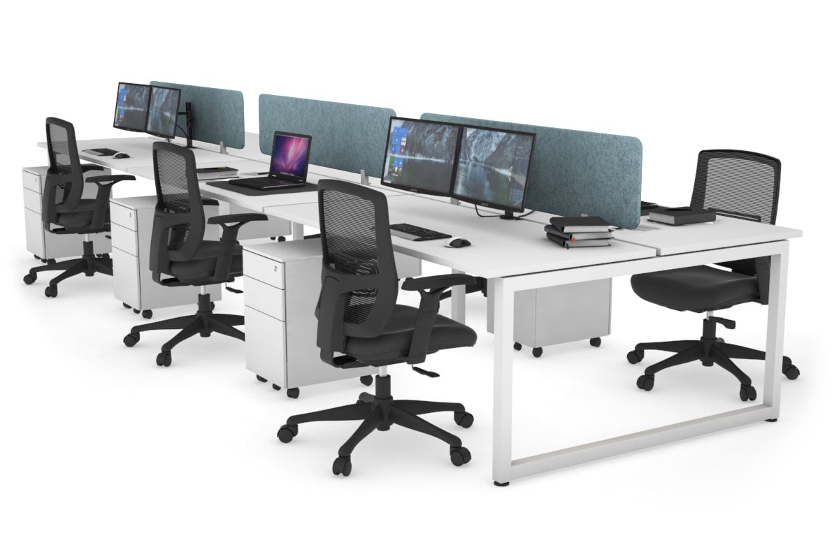 Quadro Loop Legs 6-Person Office Workstation Desk [1800L x 700W] - Modern Collaborative Workspace Solution for Team Projects & Open Office Layouts