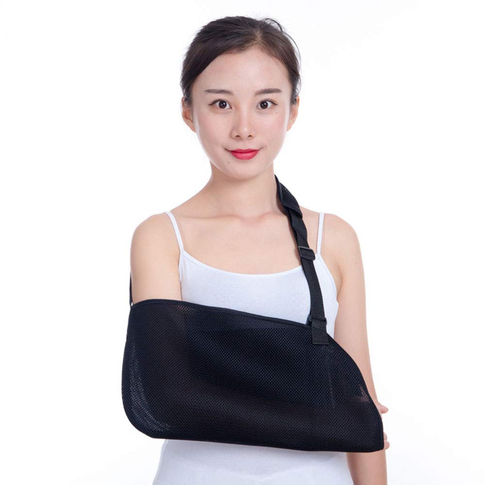 Breathable Mesh Arm Sling - Adjustable Shoulder Immobilizer & Rotator Cuff Support Brace for Wrist, Elbow & Forearm - Lightweight Medical Sling for Broken or Fractured Arm Recovery (Black) - Ideal for Post-Surgery, Sports Injuries & Daily Comfort
