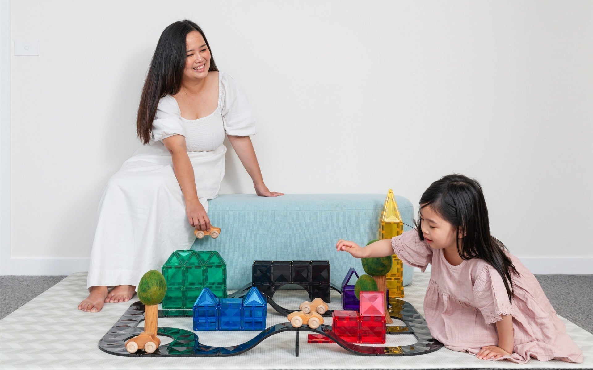 Connetix Magnetic Tiles 48-Piece Set - STEM Educational Building Blocks for Kids, Creative Roads Construction Toy for Preschool Learning & Indoor Play