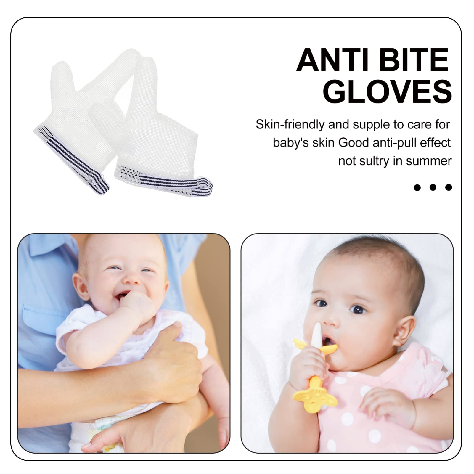 Ciieeo Anti Thumb Sucking Mittens for Babies & Kids - Soft Cotton Finger Protection Gloves to Stop Thumb Sucking & Nail Biting - Breathable White Mittens for Infant Hand Care (Perfect for Daytime Play & Nighttime Sleep)