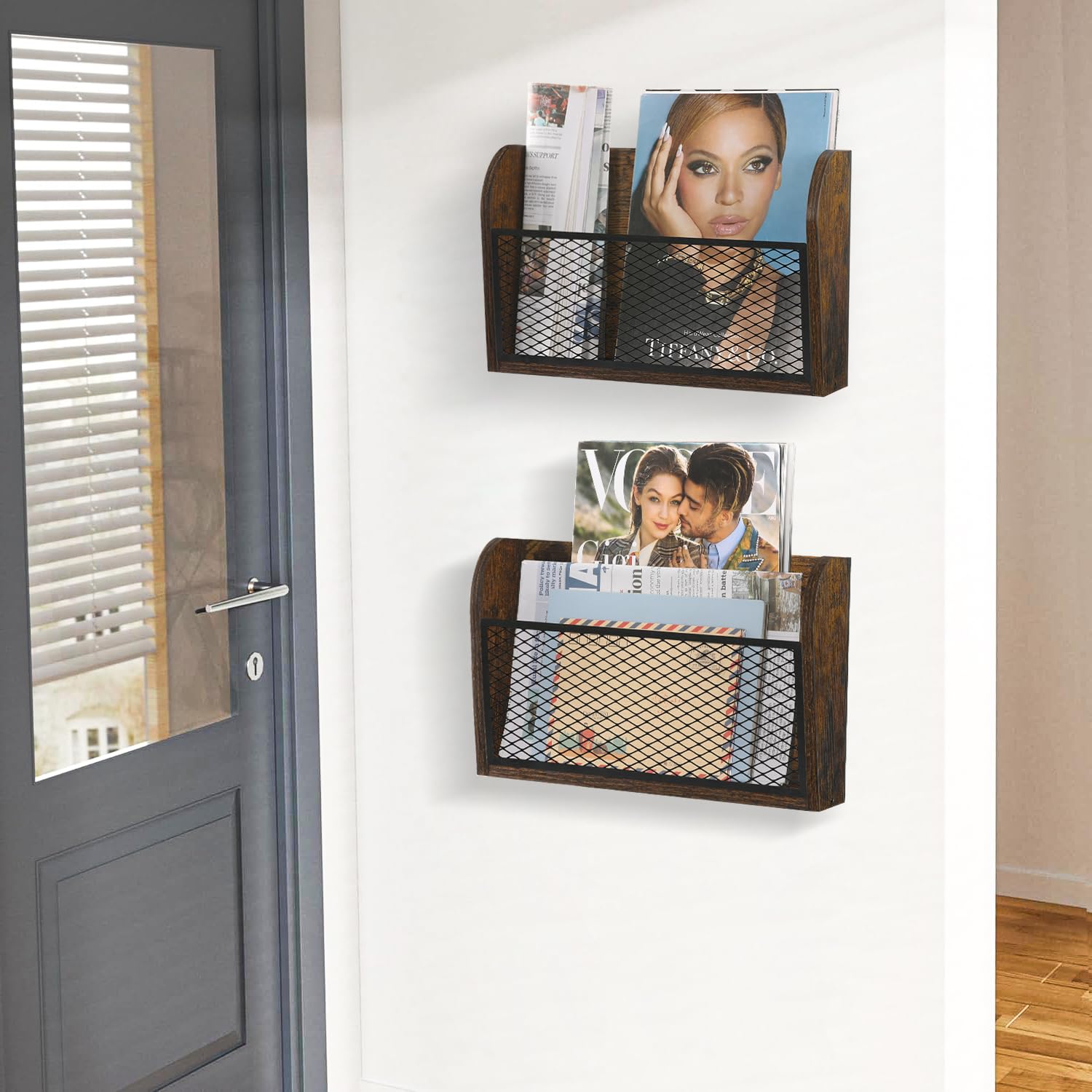 YINMIT Wall File Organizer - 2 Pack Hanging File Holder, Wall Mounted Office Organizer for Documents & Papers - Perfect for Home Office, Classroom & Workspace Organization
