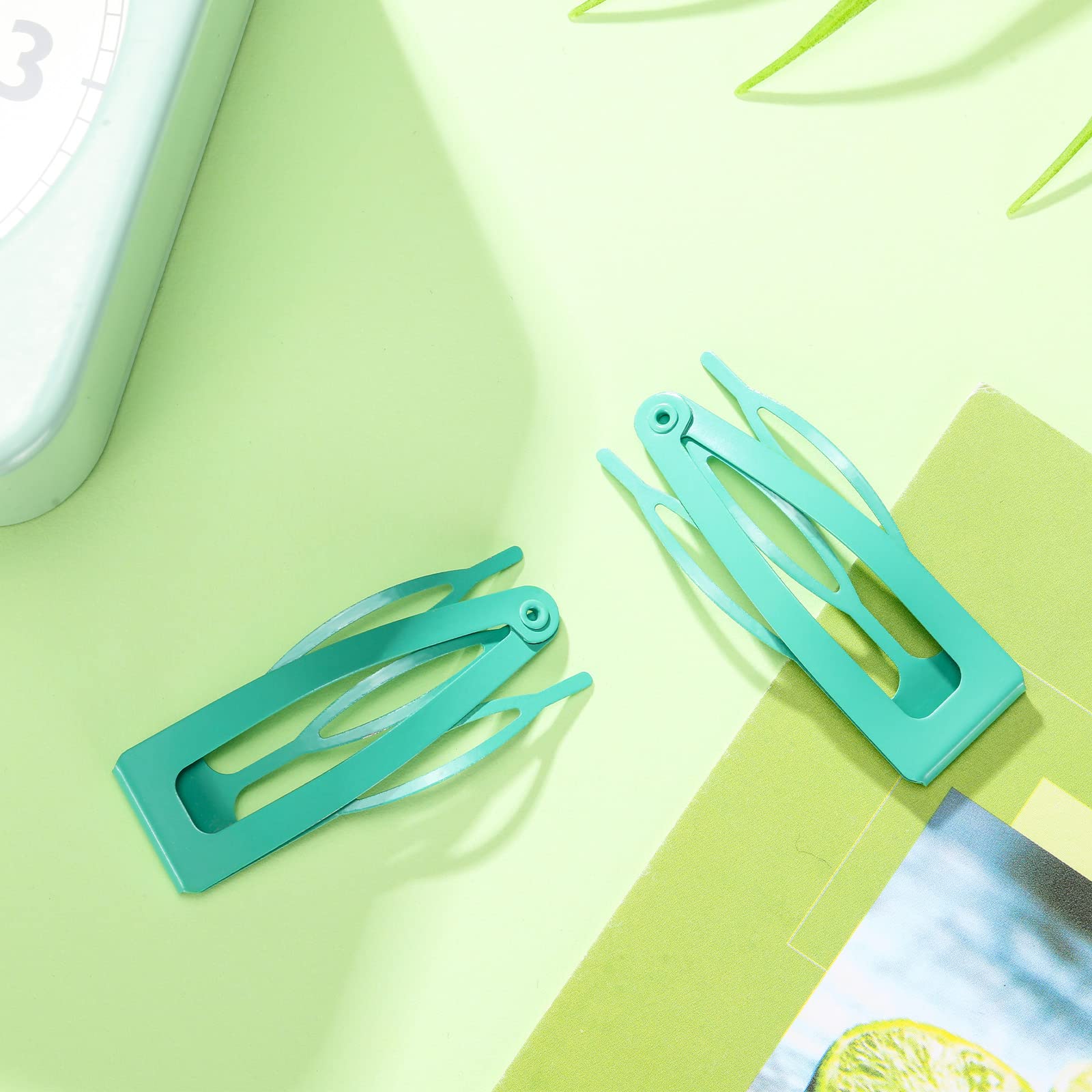 24 Pcs Double Grip Hair Clips - Metal Snap Barrettes for Women, Salon Hair Styling Supplies (Light Blue, 2 Inch) - Perfect for Braiding, Updos & DIY Hair Accessories