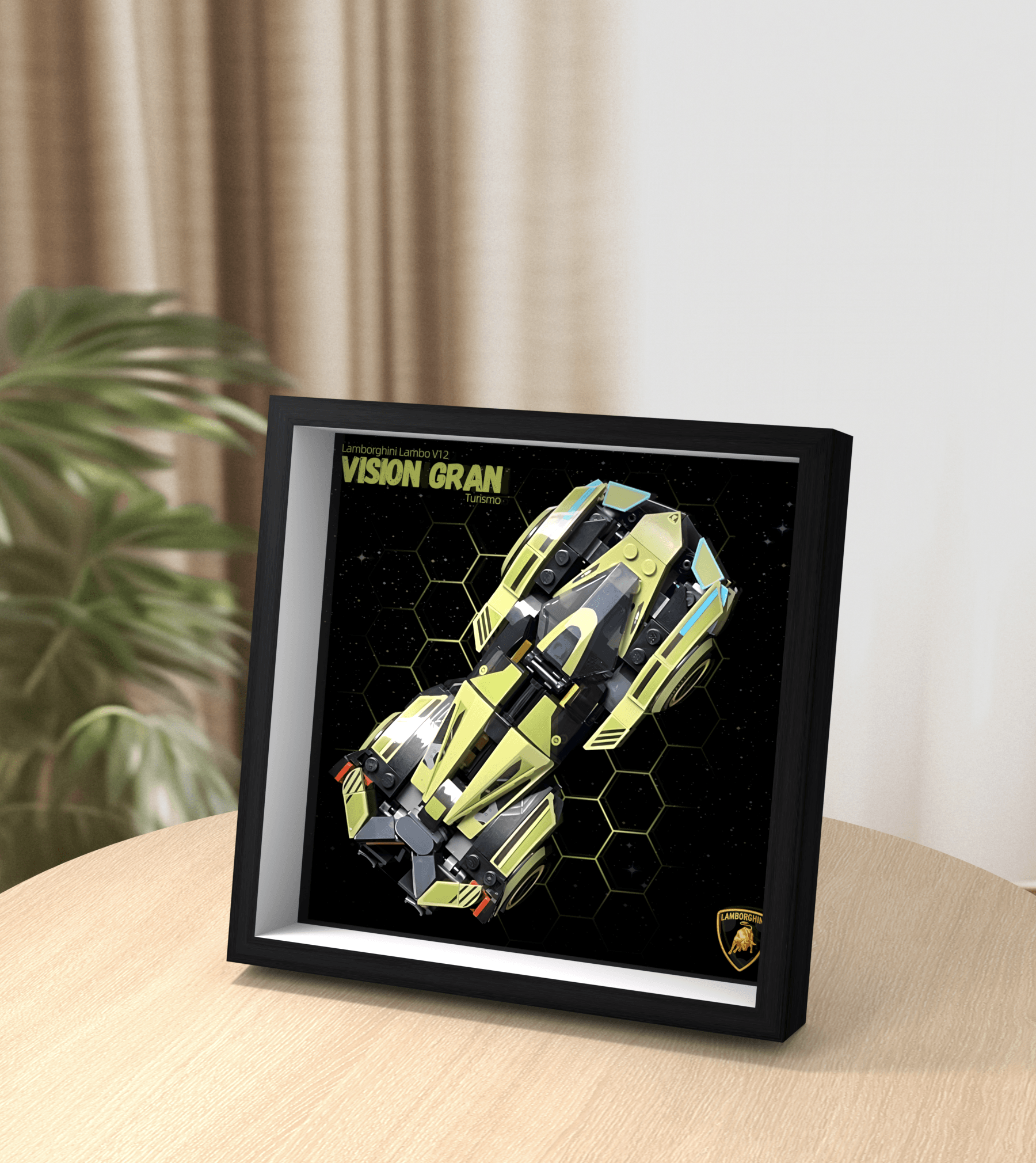 Lego Speed Champions Lamborghini V12 Vision GT 76923 Display Car Frame - Perfect for Showcasing & Protecting Your Lego Model - Ideal for Home Decor, Office Display & Collector's Showcase