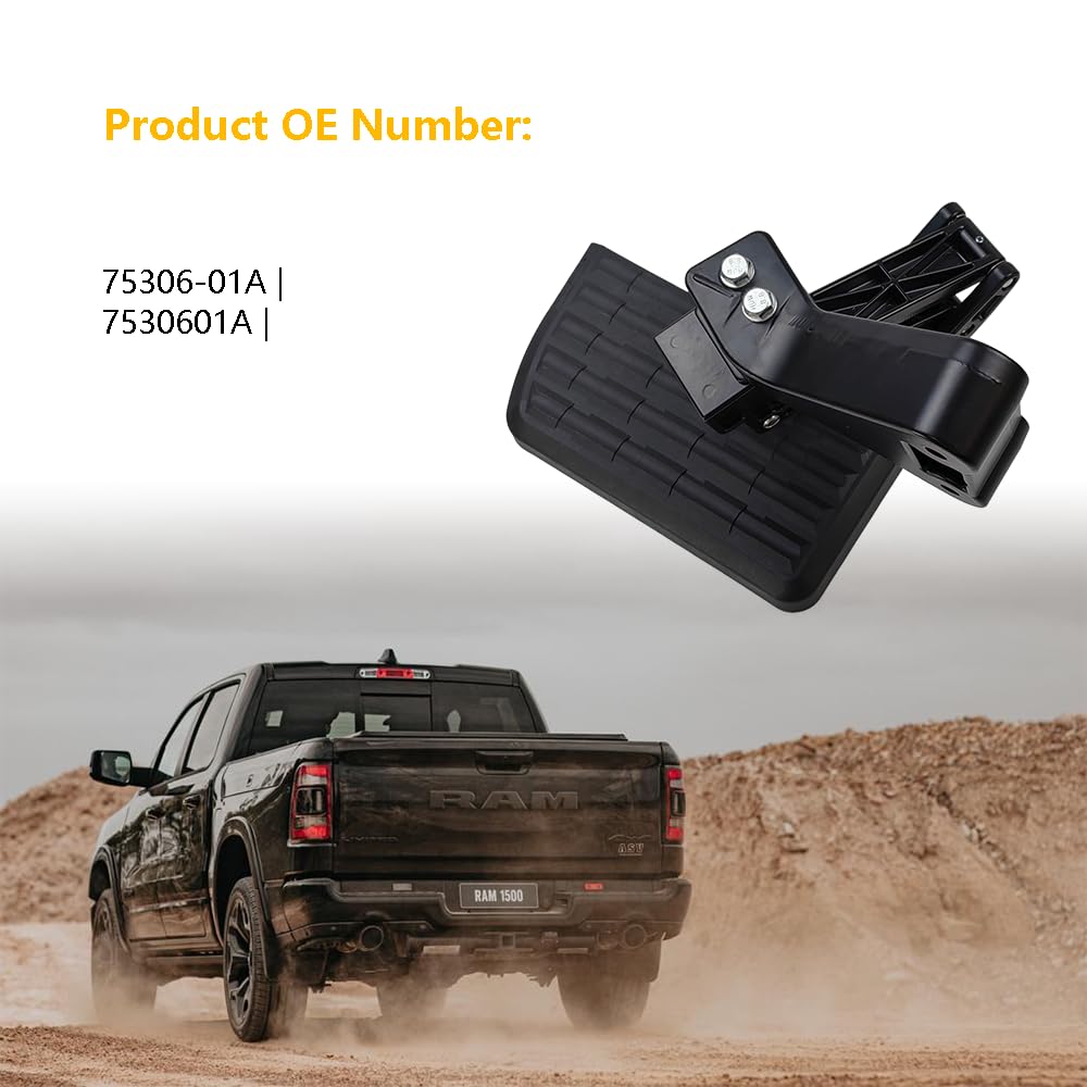 Retractable Rear Bed Step for Dodge Ram 1500/2500/3500 Classic 2009-2018 - Folding Truck Bumper Tailgate Step (Excludes Dual Exhaust & EcoDiesel) | OE# 75306-01A | Easy Access to Truck Bed for Loading & Unloading