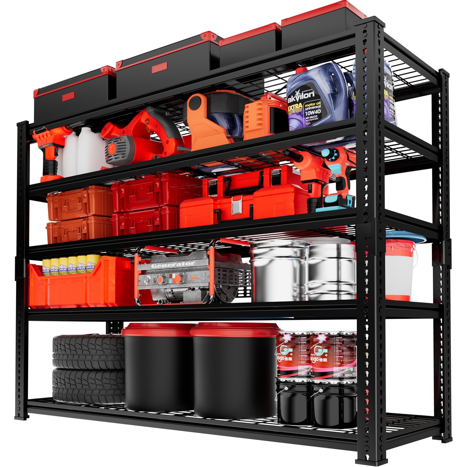 Heavy Duty 5-Tier Metal Storage Shelves 2800 LBS Capacity - 48