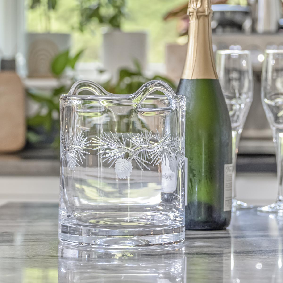 Premium Stainless Steel Ice Bucket with Pine Design - Perfect for Chilling Wine, Beer & Cocktails at Parties, Weddings & Outdoor Events