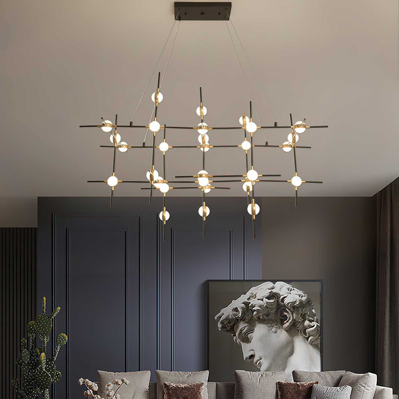 Dorney Floating Ball Chandelier - Modern Crystal Glass Ceiling Light Fixture for Dining Room, Living Room, Bedroom & Entryway | Elegant Home Decor Lighting for Weddings, Restaurants and Luxury Spaces