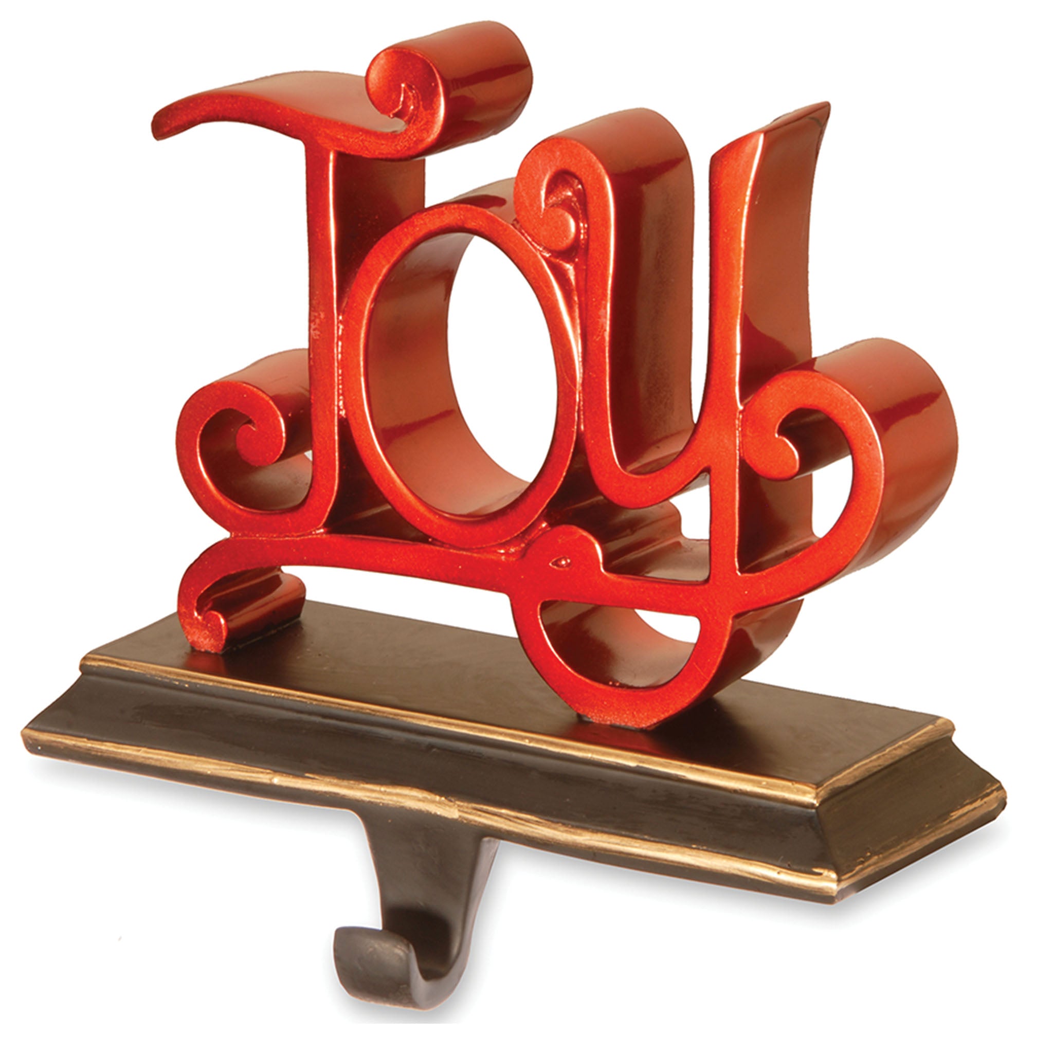 8 Inch Christmas Stocking Holder - Joy Design for Fireplace Mantel, Holiday Decor, and Festive Home Decoration