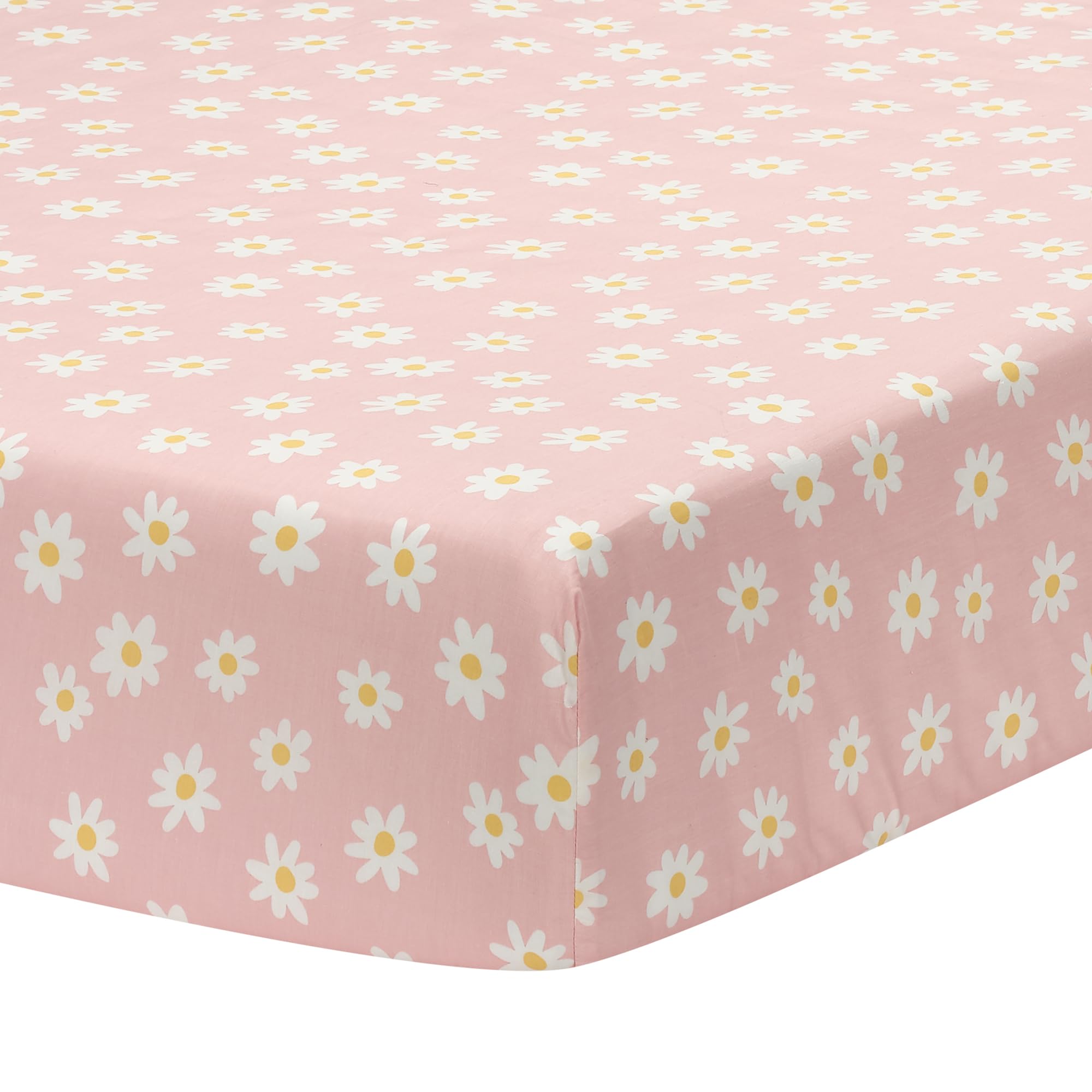 Lambs & Ivy Daisy Dreams 3-Piece Crib Bedding Set - Pink & White Modern Floral Nursery Decor | Perfect for Baby Girls' Room & Garden-Themed Nursery