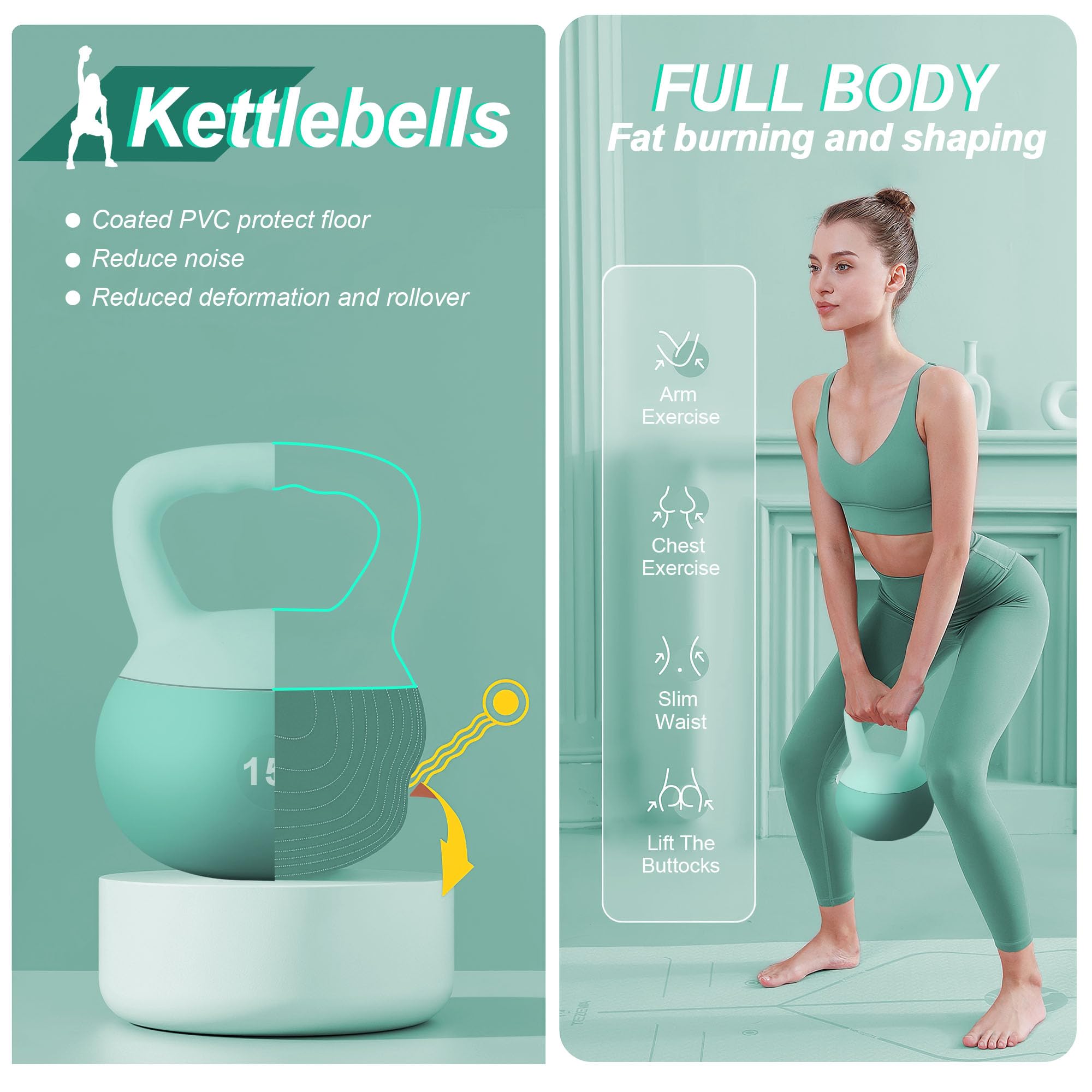 SogesPower Soft Kettlebells - Iron Sand Filled Weights for Strength Training, Shock-Proof & Wide-Grip Handle - Home Gym Fitness Equipment for Women, Men & Kids - Perfect for Indoor Workouts, CrossFit, Yoga & Family Fitness