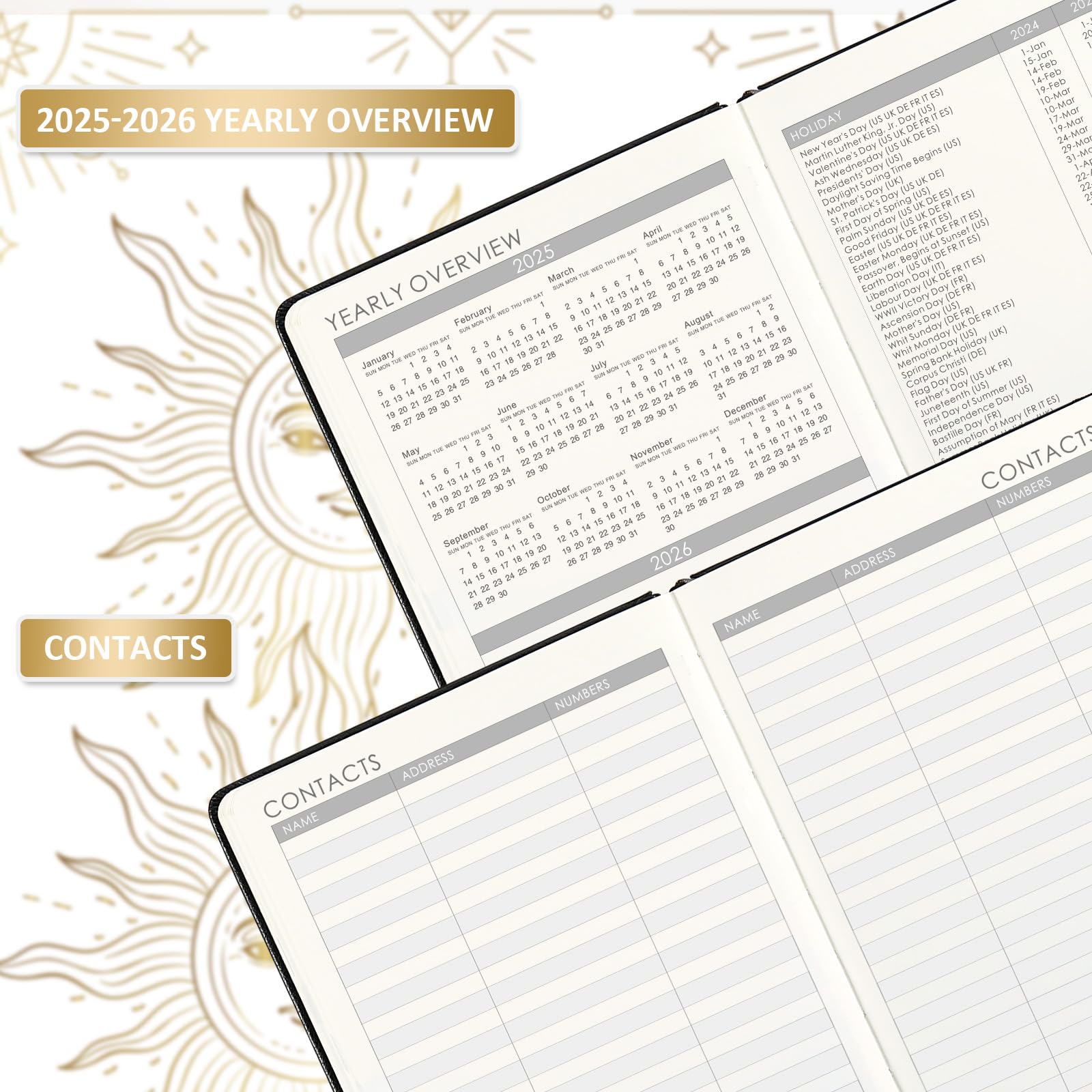 Artfan 2025-2026 Academic Planner - Premium Leather Cover Weekly Planner with Gold Foil Stamping, July 2025 to June 2026, Includes 25 Note Pages & Accordion Pocket for School, College, Office & Personal Organization (Black)