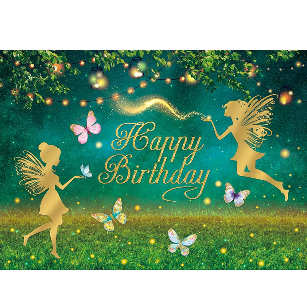 Maijoeyy 7x5ft Fairy Backdrop - Butterfly & Floral Princess Party Decor for Birthday Photography | Perfect for Girls' Fairy Themed Birthday Parties, Baby Showers & Fantasy Photo Shoots