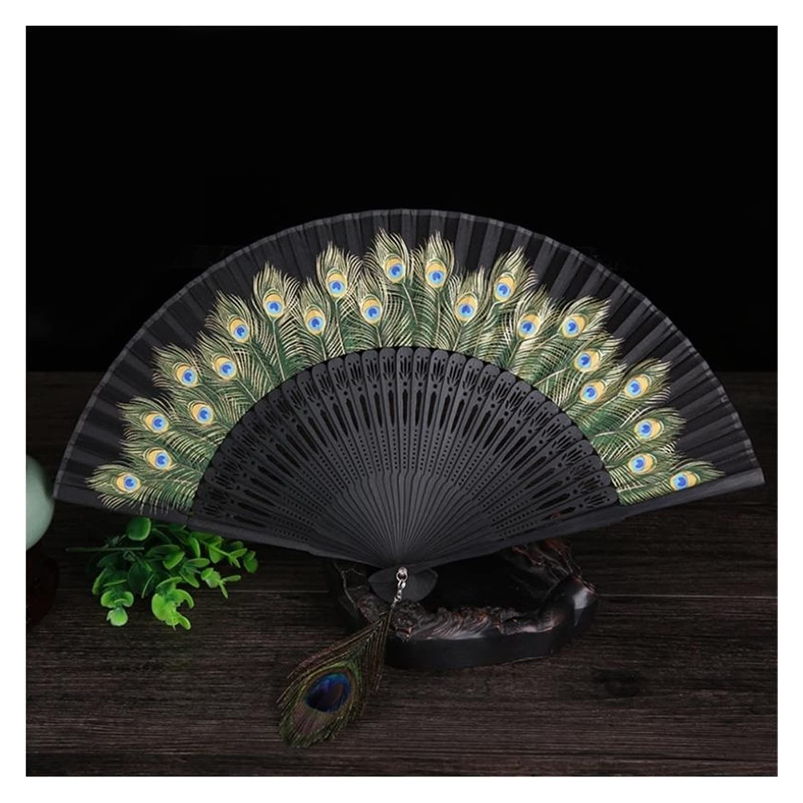 YWEEL Personalized Pride Rave Fan - Elegant Peacock Folding Fan for Women, Chinese Cultural Gift, Home Decor Accessory (Color C) | Perfect for Festivals, Weddings & Asian-Themed Parties