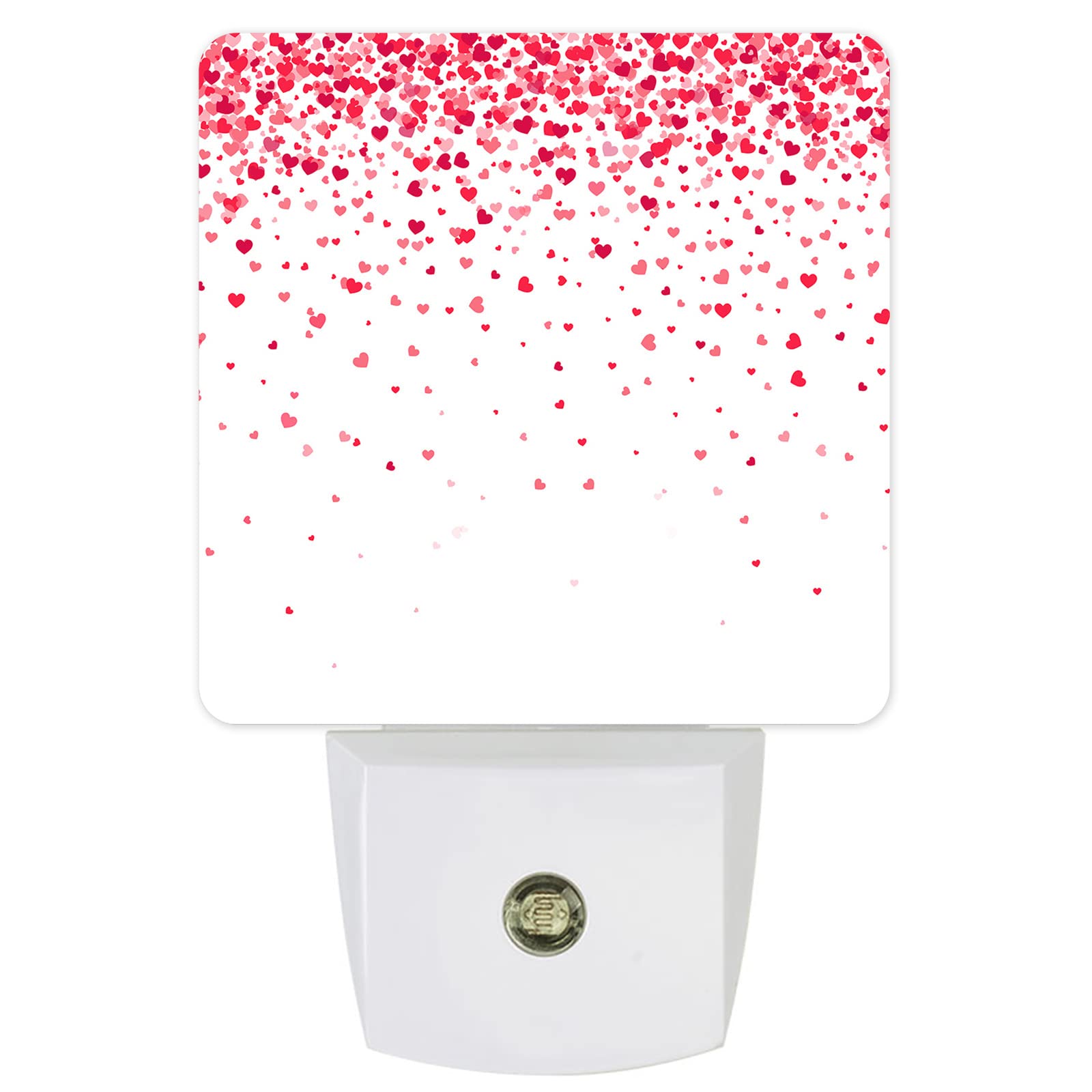 Kids Night Light Plug in Wall - LED Dusk to Dawn Sensor Nightlight with Pink Heart Falling Texture for Nursery, Bedroom, Bathroom, Hallway & Stairs | Safe Baby Room Decor for Sleep & Nighttime Comfort
