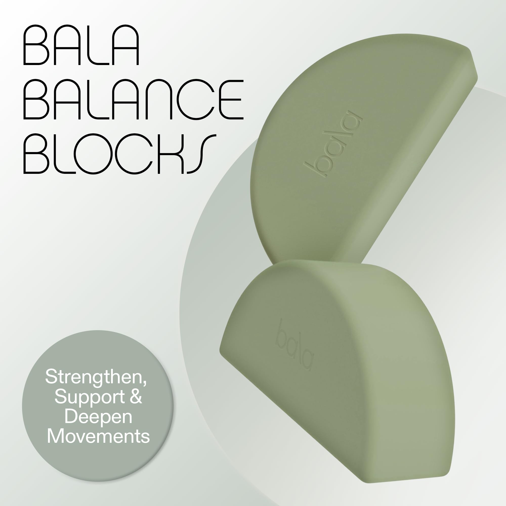 Bala Balance Blocks 2 Pack - Non-Slip Yoga Blocks for Stretching, Exercise & Home Workouts - Semi-Circular Yoga Accessories for Women & Men - Perfect for Yoga, Pilates & Fitness Training