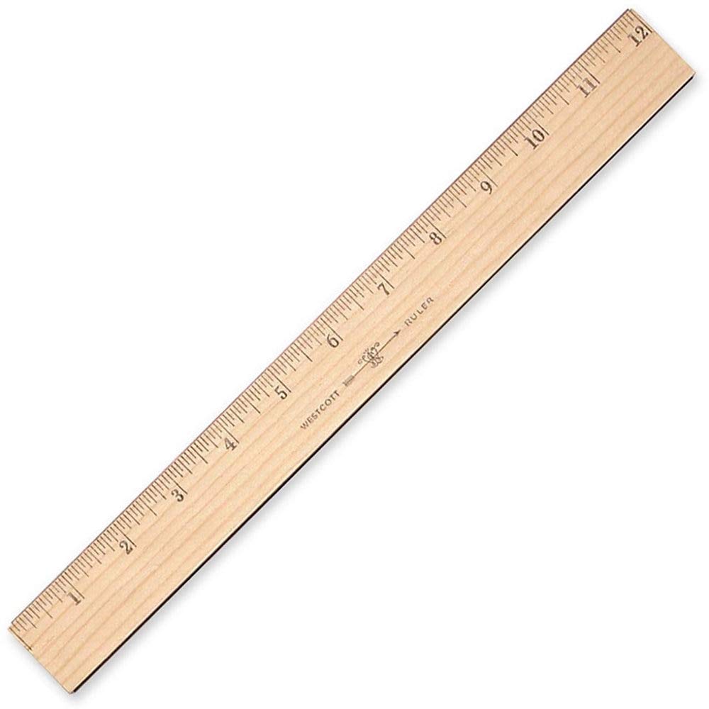 Westcott 12-Inch Wood Ruler with Metal Edge - Dual-Sided Metric Measurement, Clear Lacquer Finish - Perfect for School, Office, and Craft Projects (Model 10375)