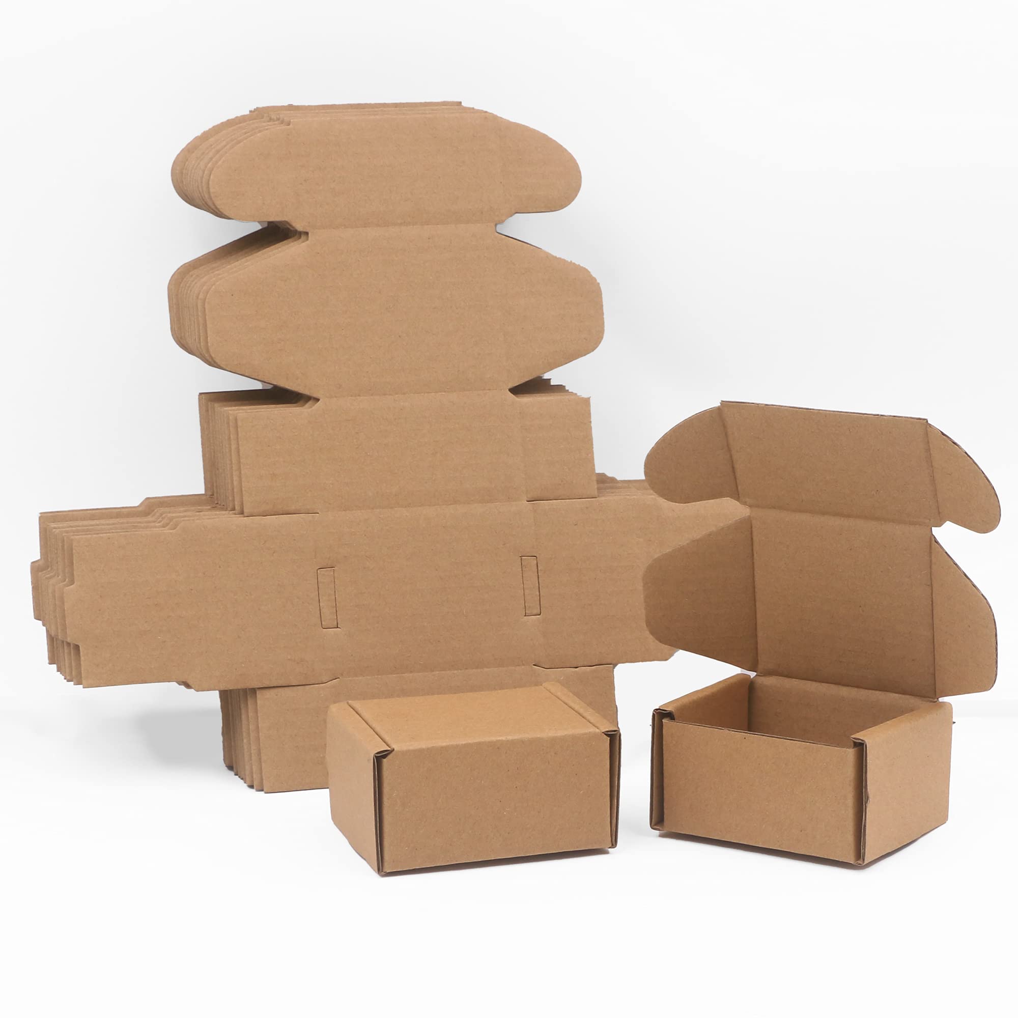 3.1x1.5x2.5 Inch Small Kraft Shipping Boxes - 20 Pack Recyclable Crush-Resistant Corrugated Mailer Boxes for Jewelry, Cosmetics & Small Business Shipping
