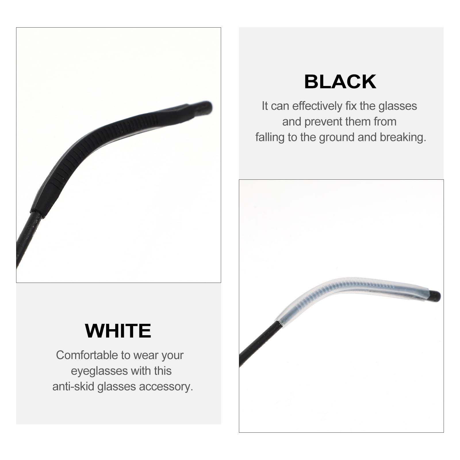 Non-Slip Silicone Glasses Ear Hooks - 10 Pairs Eyeglass Retainers, Anti-Slip Replacement Sleeves for Secure Fit - Perfect for Sports, Reading & Active Lifestyles