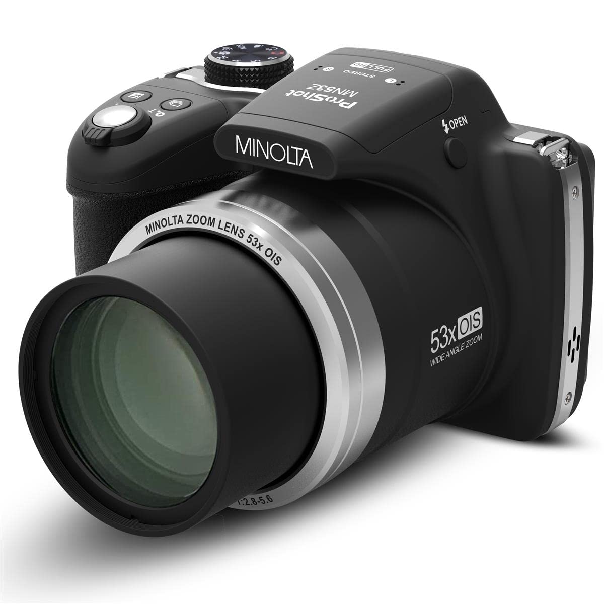 Minolta Pro Shot 16MP HD Digital Camera with 53x Optical Zoom, 1080p Full HD Video, 16GB SD Card - Black (MN53Z) | Perfect for Travel Photography, Wildlife Shooting & Vlogging