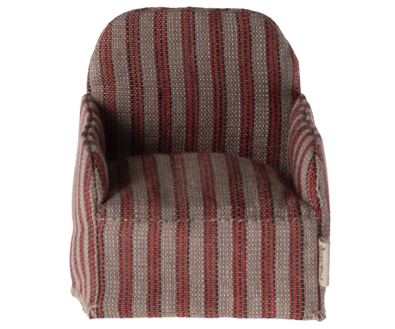 Stylish Striped Maileg Chair with Mouse Design - Perfect for Kids' Playrooms, Bedrooms & Cozy Reading Nooks