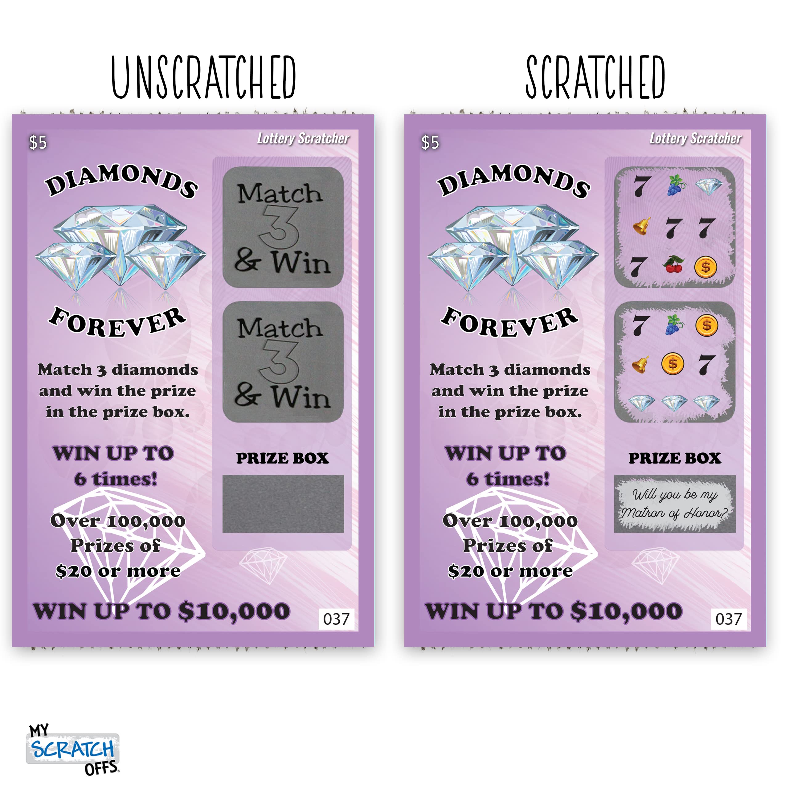 Will You Be My Matron of Honor? Fake Lottery Scratch Off Card - Wedding Proposal Gift for Bridal Party, Bridesmaid Proposal & Bachelorette - Fun Wedding Shower Game Idea
