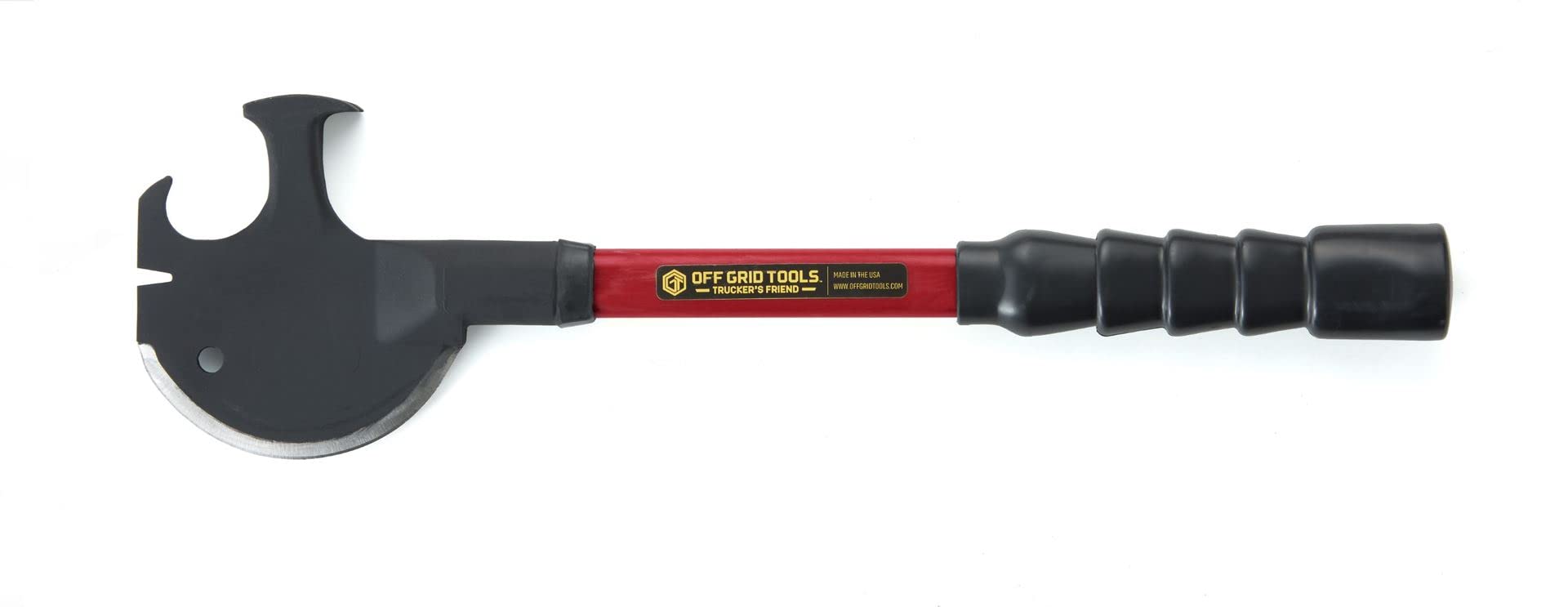 Pro Trucker’s Friend Multi-Tool – Red Carbon Steel Blade, Shock Absorbing Grip, Curved Axe Head, Hammer, Pry Bar & Nail Puller – Perfect for Camping, Survival, Construction & Emergency Situations