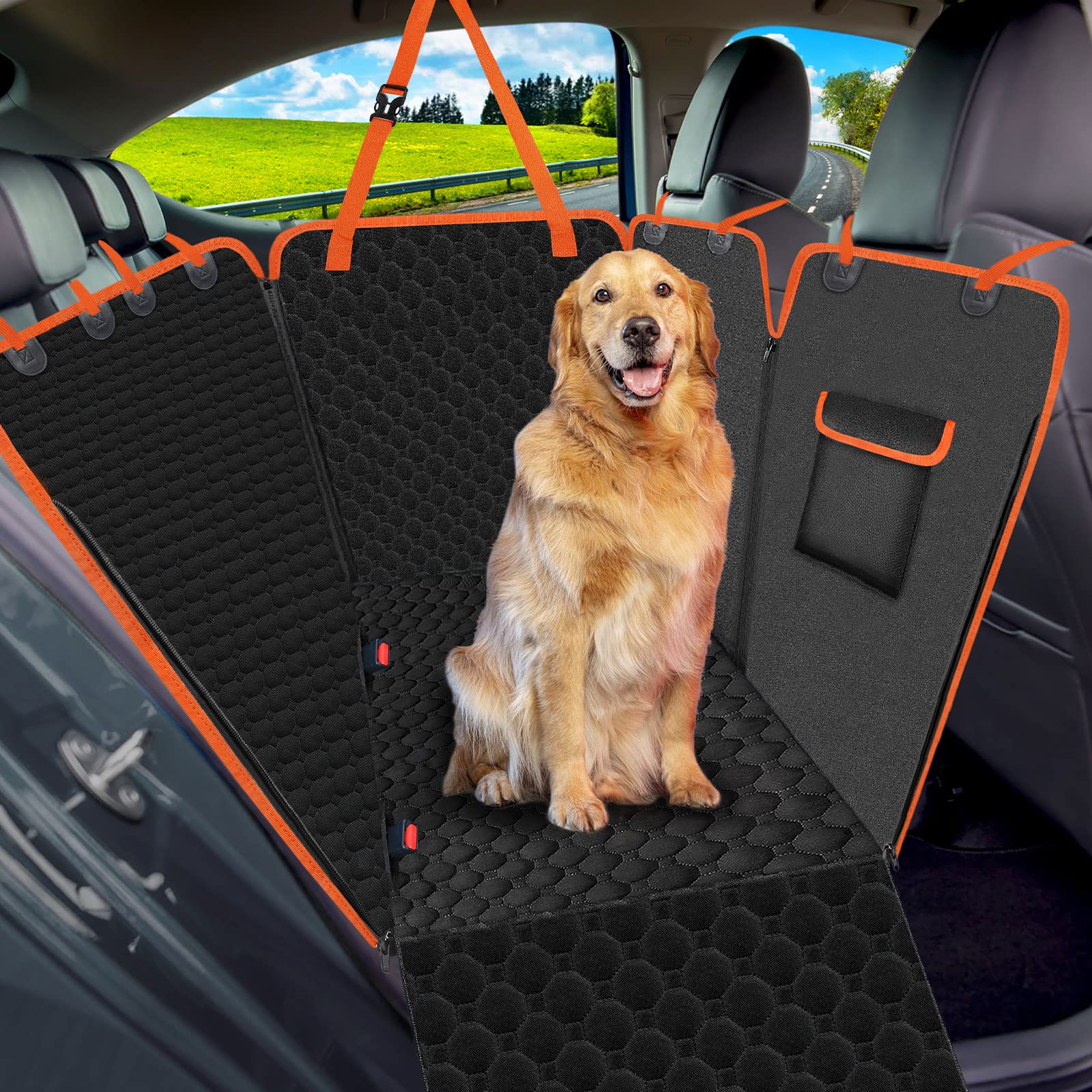 Waterproof Dog Car Seat Cover for Back Seat - Scratch Proof Pet Seat Protector with Non-Slip Side Flaps | Durable Dog Hammock for Sedans, Trucks & SUVs (X-Large) | Perfect for Road Trips, Vet Visits & Daily Commutes