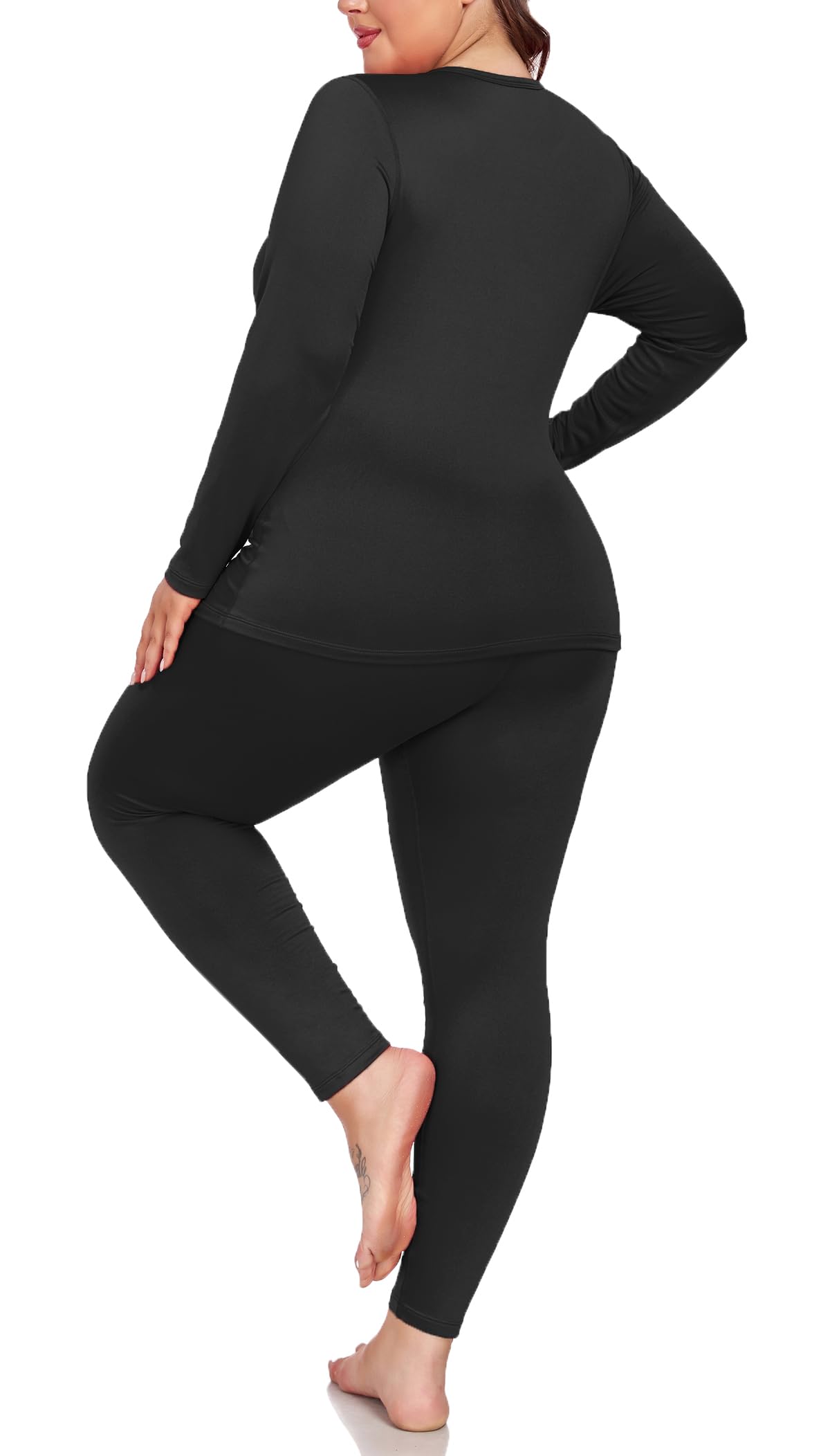 Women's Plus Size Thermal Underwear Set - Fleece Lined Long Sleeve Base Layer Top & Bottom for Cold Weather (XL-5XL) | Winter Workout, Skiing, Snowboarding & Outdoor Activities
