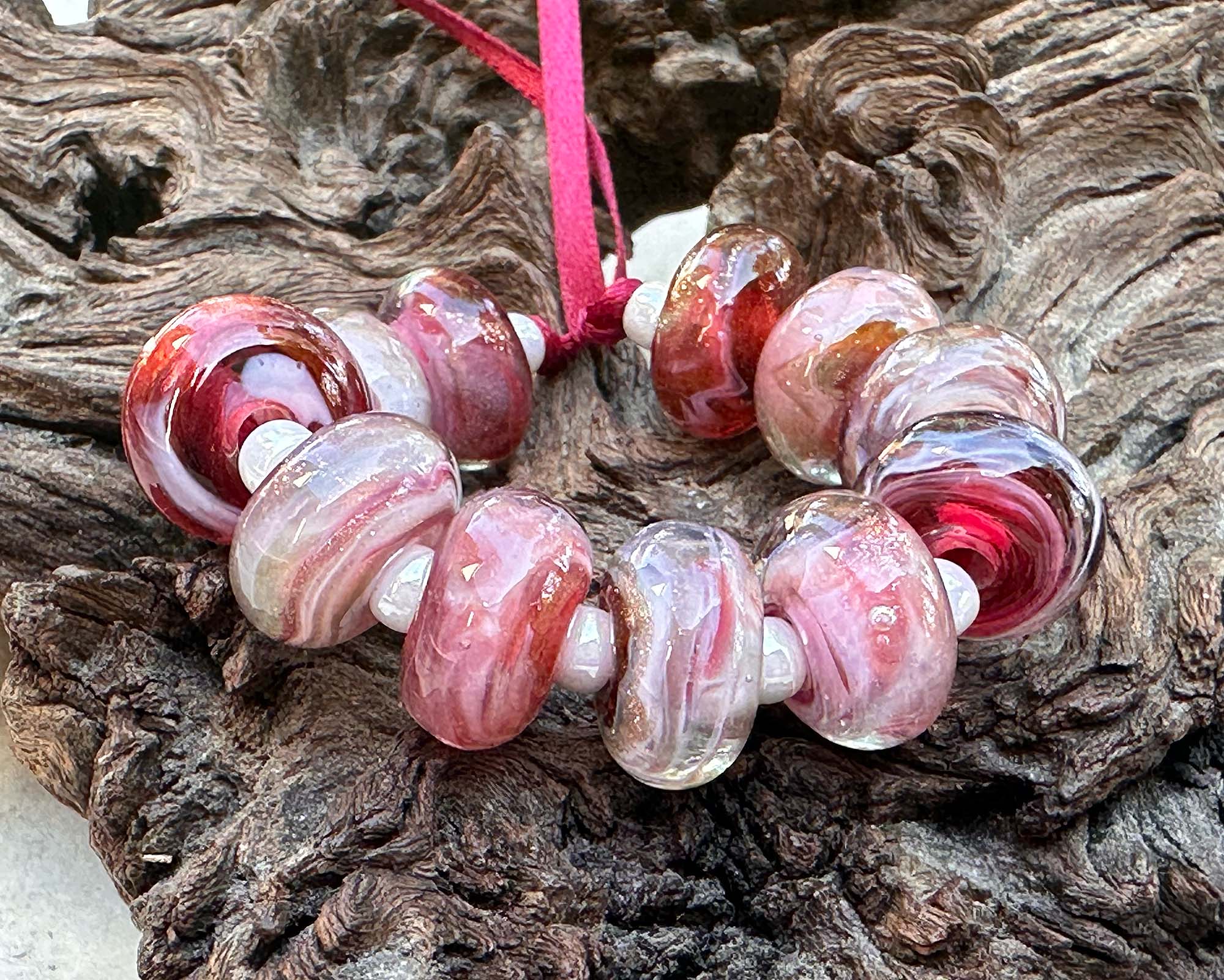 MTO Electric Raspberry Pink Shimmer Lampwork Glass Beads for Jewelry Making - DIY Bracelets, Necklaces, Earrings & Craft Projects - Perfect for Handmade Gifts & Boho Accessories