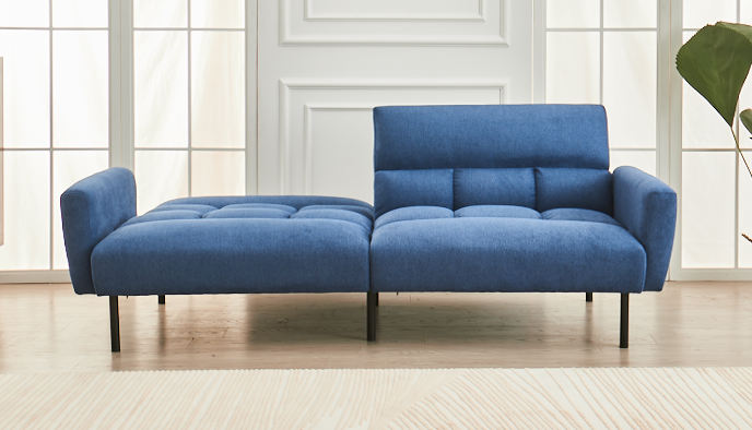 BlueFlex Sleeper Sofa - Convertible Split Back Design with Memory Foam Mattress, Removable Arms & Sturdy Steel Legs | Perfect for Small Spaces, Guest Rooms & Apartments