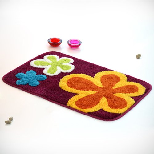 Naomi Dancing Flowers Violet Red Kids Room Rug - 19.7 x 31.5 Inch Non-Slip Playmat for Nursery, Bedroom & Playroom - Soft Floral Carpet for Toddlers & Children