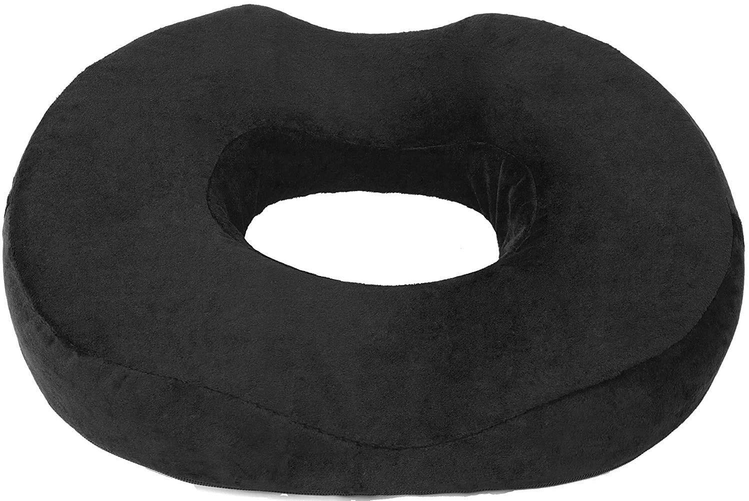 Orthopedic Donut Pillow Seat Cushion for Tailbone & Coccyx Pain Relief - Memory Foam Hemorrhoid & Sciatica Support - Ideal for Pregnancy, Postpartum, Surgery Recovery - Black (Perfect for Office Chairs, Car Seats & Wheelchairs)