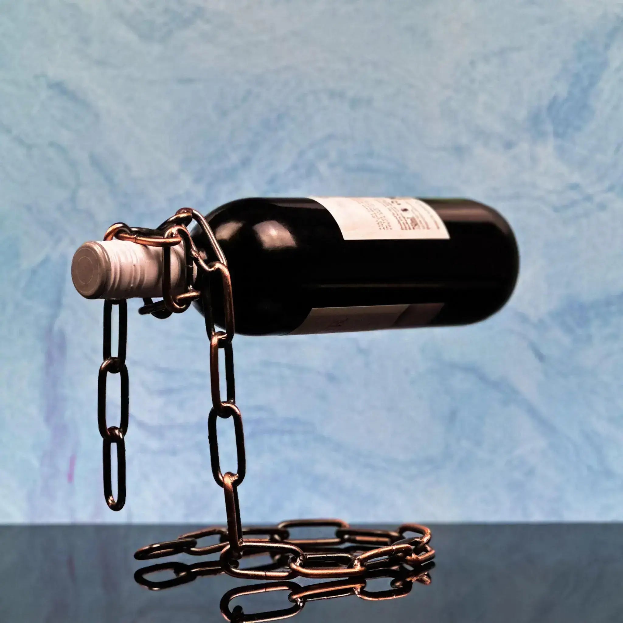 Premium Metal Chain Link Wine Bottle Holder - Copper, Gold & Silver Options | Elegant Wine Storage & Display for Home, Bar, and Party Decor