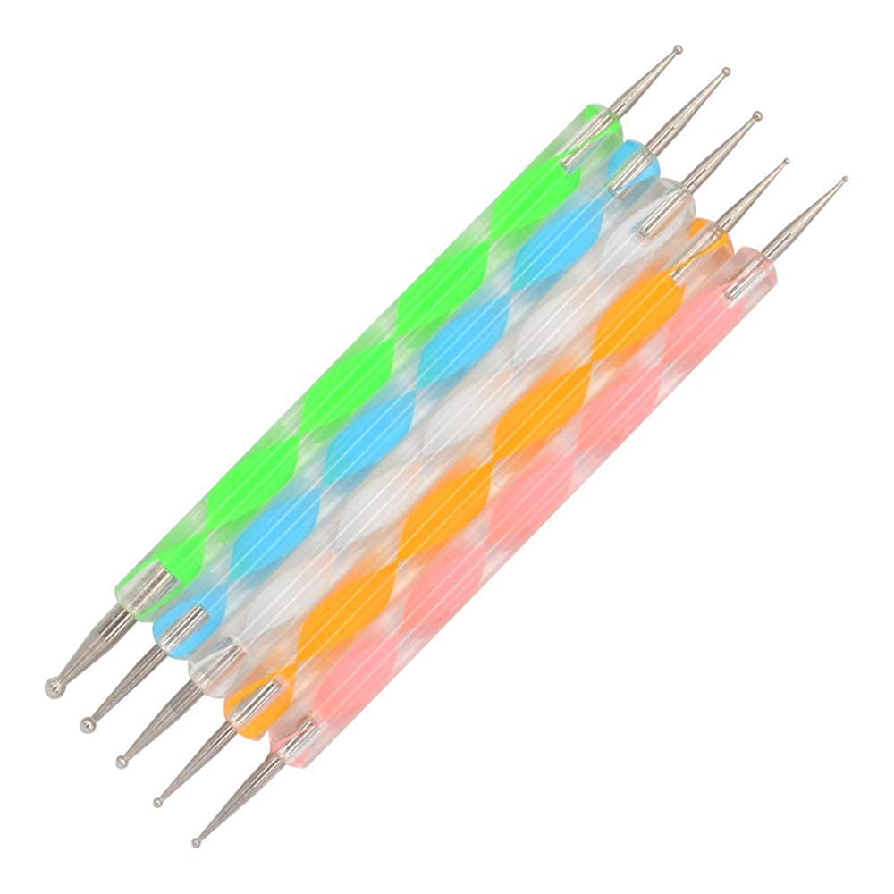 5-Piece Nail Art Dotting Tool Set for Mandala, Marble & Embossing Designs - Professional Dotting Stylus for Nail Painting, Pattern Tracing & Dot Art - Perfect for DIY Nail Art, Salon Use & Creative Nail Designs