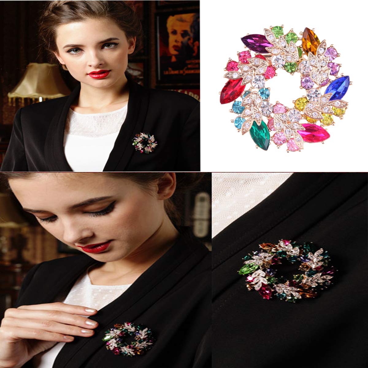 Seven Wolves Rhinestone Brooch Pin for Women - Wedding & Banquet Jewelry