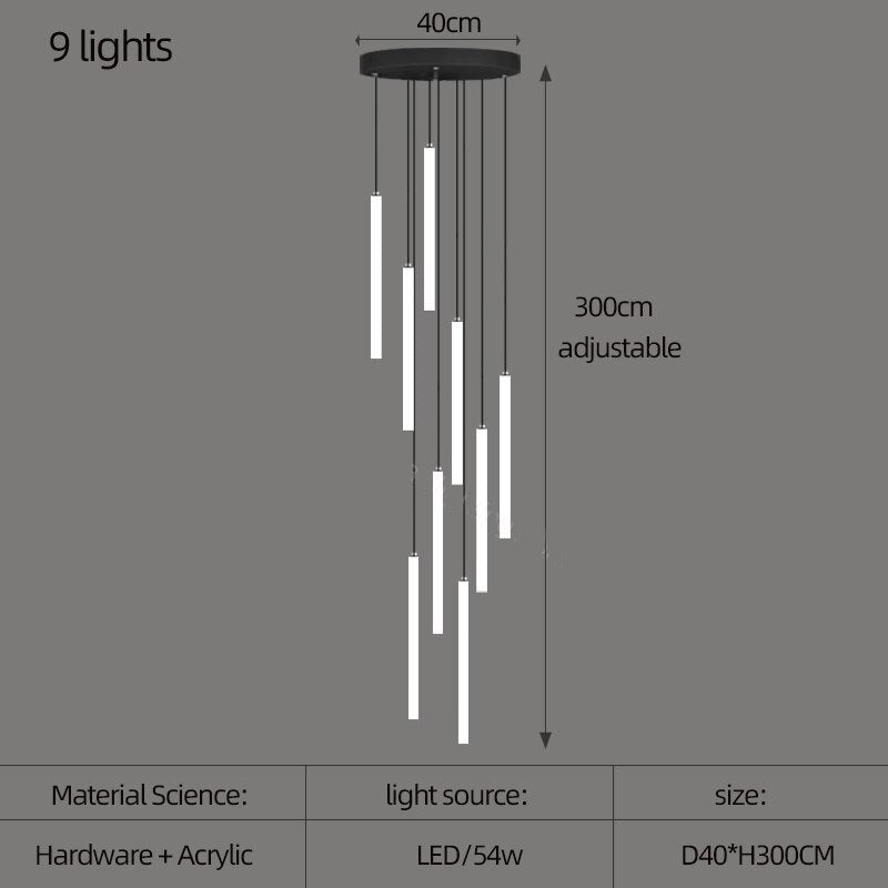 Sleek Modern Strip Cylinder Chandelier - Elegant LED Lighting Fixture for Dining Room, Living Room & Bedroom