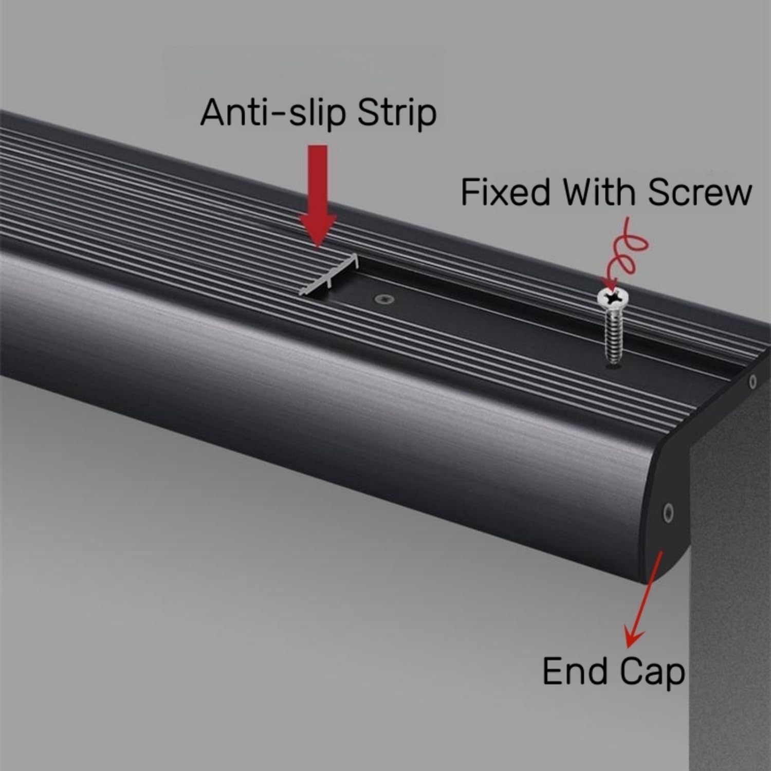 Anti-Slip LED Stair Lights - 7 Pack Black Aluminum Channel Step Lights for Indoor/Outdoor Use - Perfect for Garden Stairs, Deck, Front Porch, Patio & Home Safety Lighting
