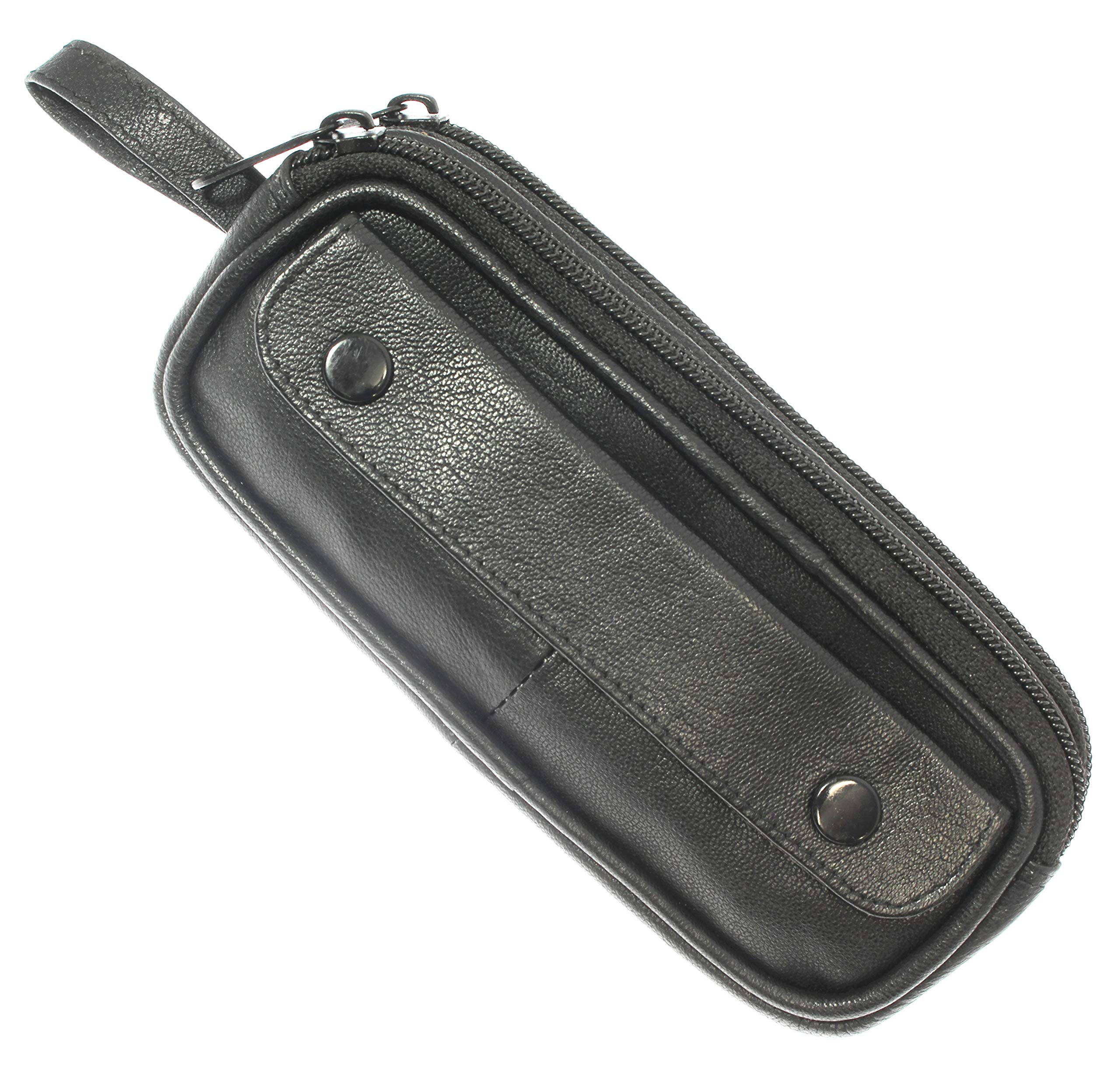 Premium Soft Goat Leather Eyeglass Case with Belt Loops & Key Ring - Black/Red/Pink/Purple Colors - Perfect for Travel, Work & Everyday Use